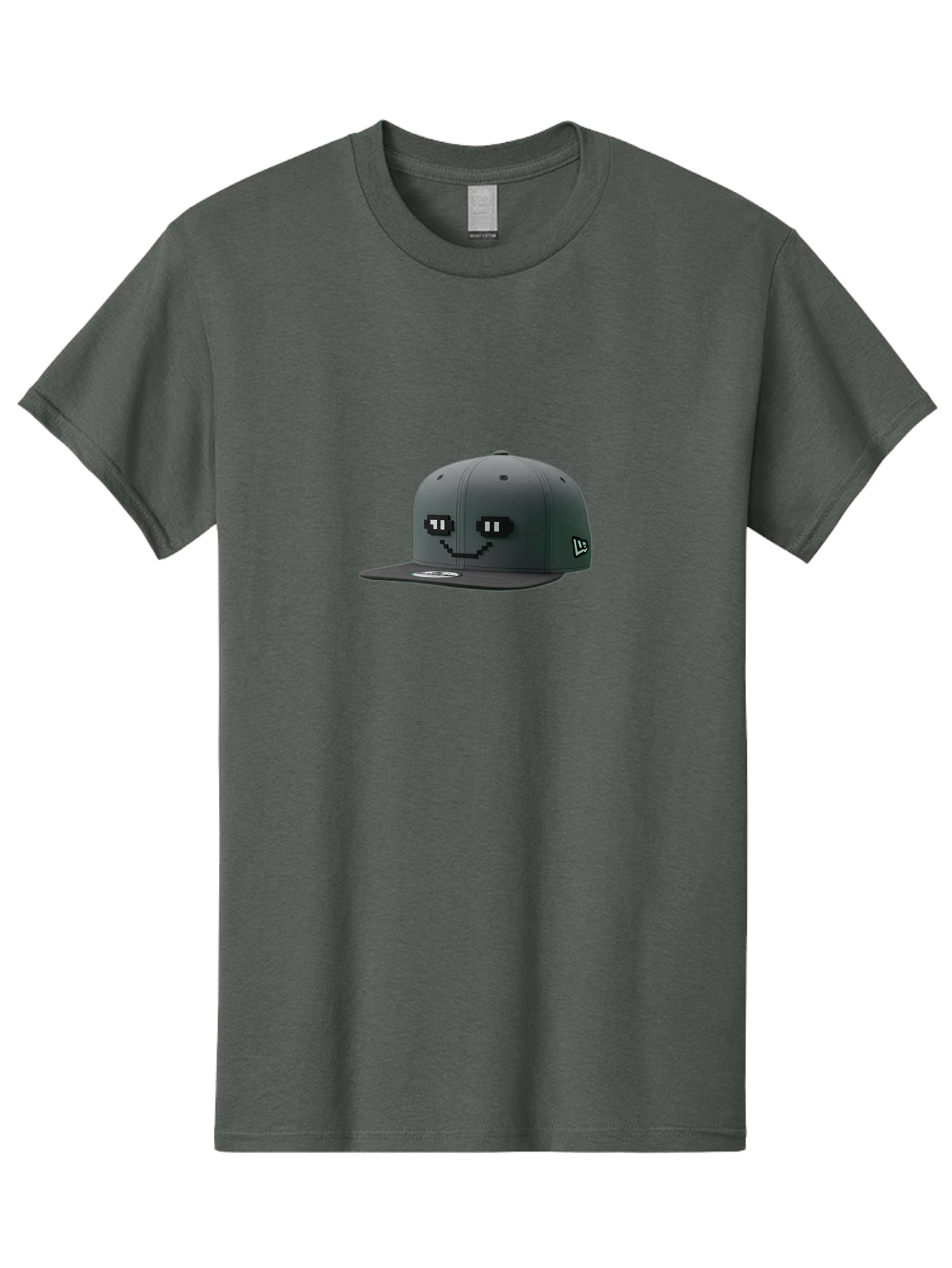 New-Era-Cap-1 Men'S Graphic Tee, 100% Cotton, Comfortable Casual Summer Wear, Machine Washable, Black Snapback Hat, Pac-Man Design, Pixel Art, Gaming Accessory, Streetwear Fashion, Trendy Apparel, Casual Wear, Black Cap Bad366