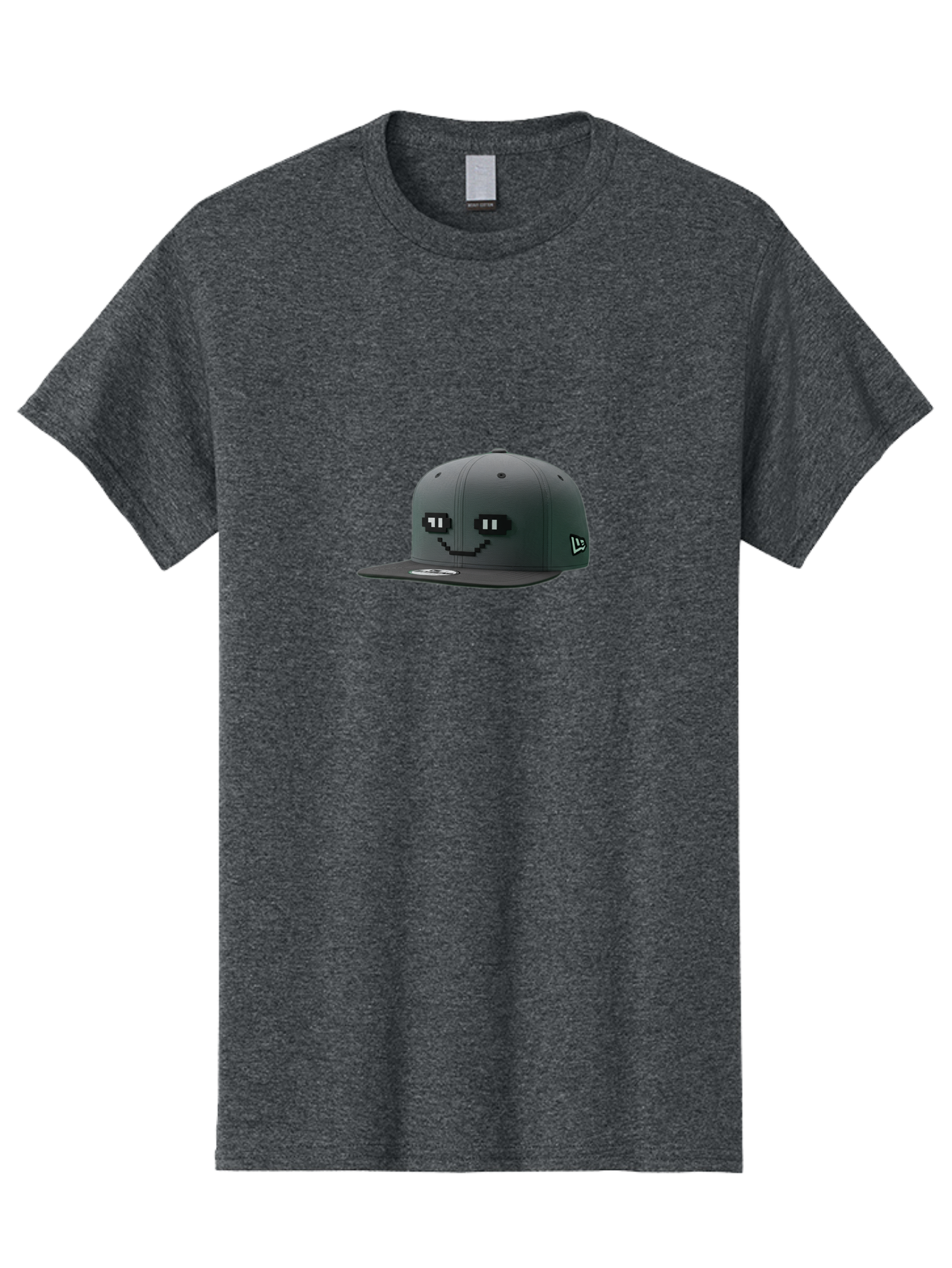 New-Era-Cap-1 Men'S Graphic Tee, 100% Cotton, Comfortable Casual Summer Wear, Machine Washable, Black Snapback Hat, Pac-Man Design, Pixel Art, Gaming Accessory, Streetwear Fashion, Trendy Apparel, Casual Wear, Black Cap Bad366