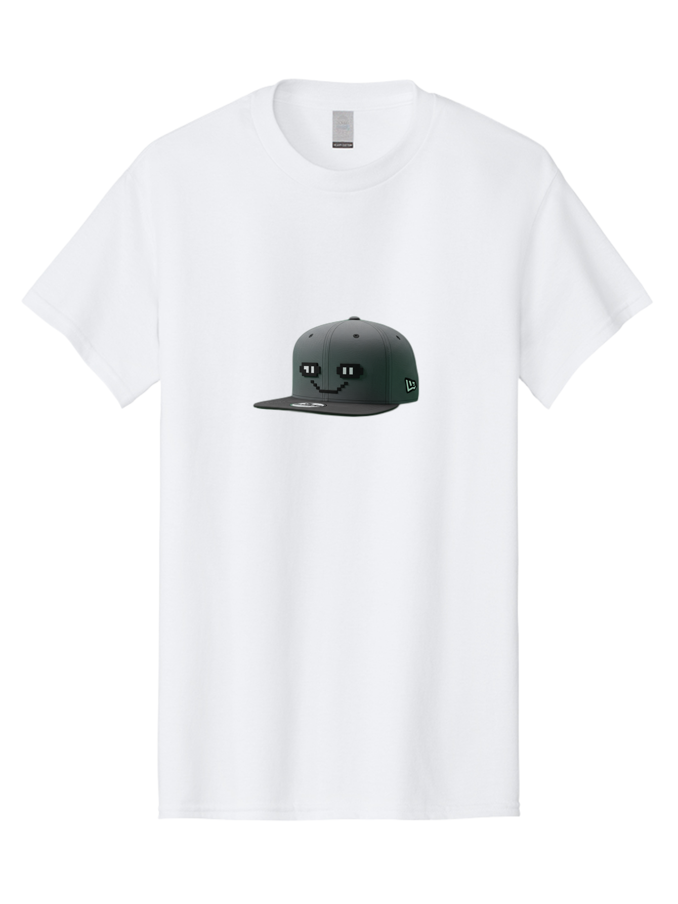 New-Era-Cap-1 Men'S Graphic Tee, 100% Cotton, Comfortable Casual Summer Wear, Machine Washable, Black Snapback Hat, Pac-Man Design, Pixel Art, Gaming Accessory, Streetwear Fashion, Trendy Apparel, Casual Wear, Black Cap Bad366