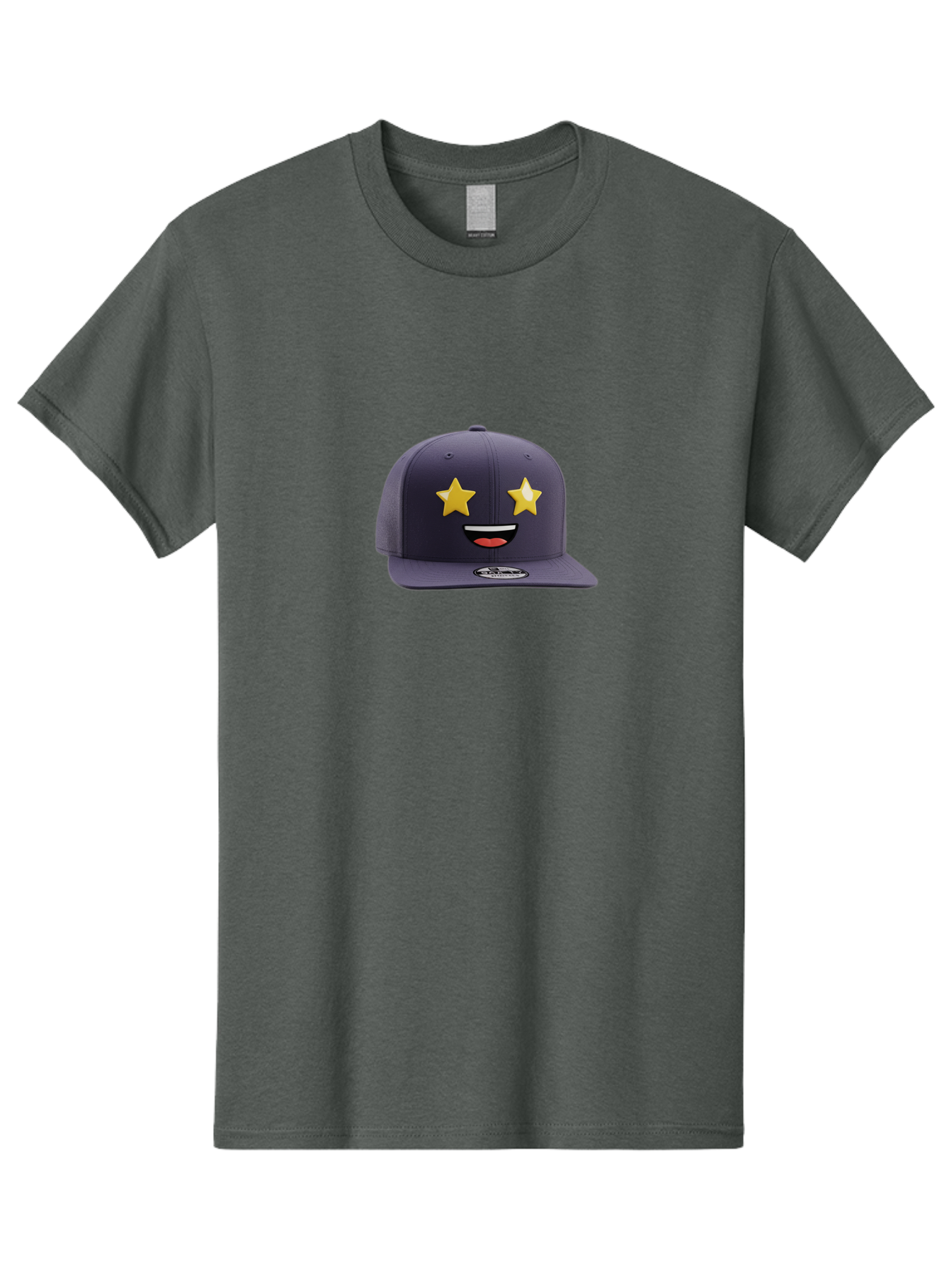 New-Era-Cap Men'S Graphic Tee, 100% Cotton, Comfortable Casual Summer Wear, Machine Washable, Baseball Cap, Emoji Face, Star Eyes, Smiling Mouth, Streetwear Fashion, Casual Style, Sports Headwear, Logo Sticker Bad368