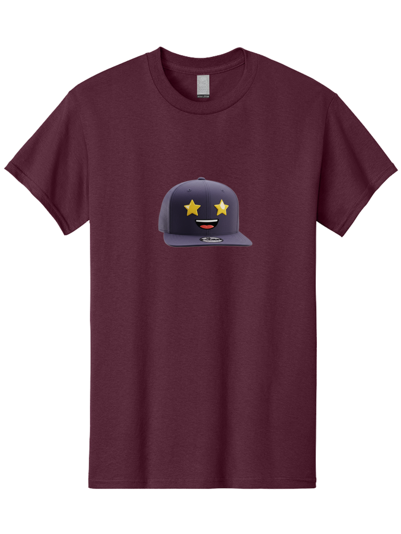 New-Era-Cap Men'S Graphic Tee, 100% Cotton, Comfortable Casual Summer Wear, Machine Washable, Baseball Cap, Emoji Face, Star Eyes, Smiling Mouth, Streetwear Fashion, Casual Style, Sports Headwear, Logo Sticker Bad368