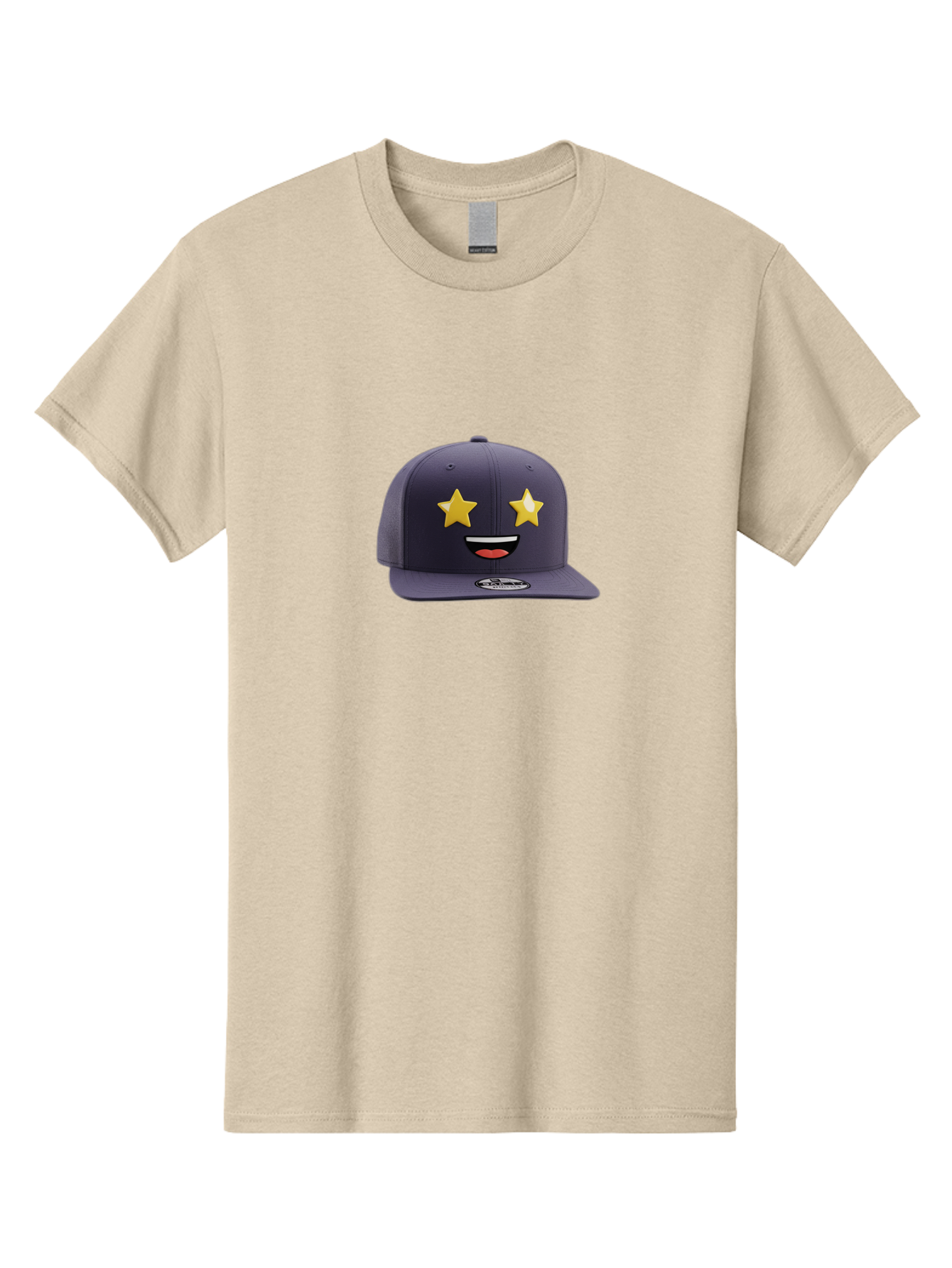 New-Era-Cap Men'S Graphic Tee, 100% Cotton, Comfortable Casual Summer Wear, Machine Washable, Baseball Cap, Emoji Face, Star Eyes, Smiling Mouth, Streetwear Fashion, Casual Style, Sports Headwear, Logo Sticker Bad368