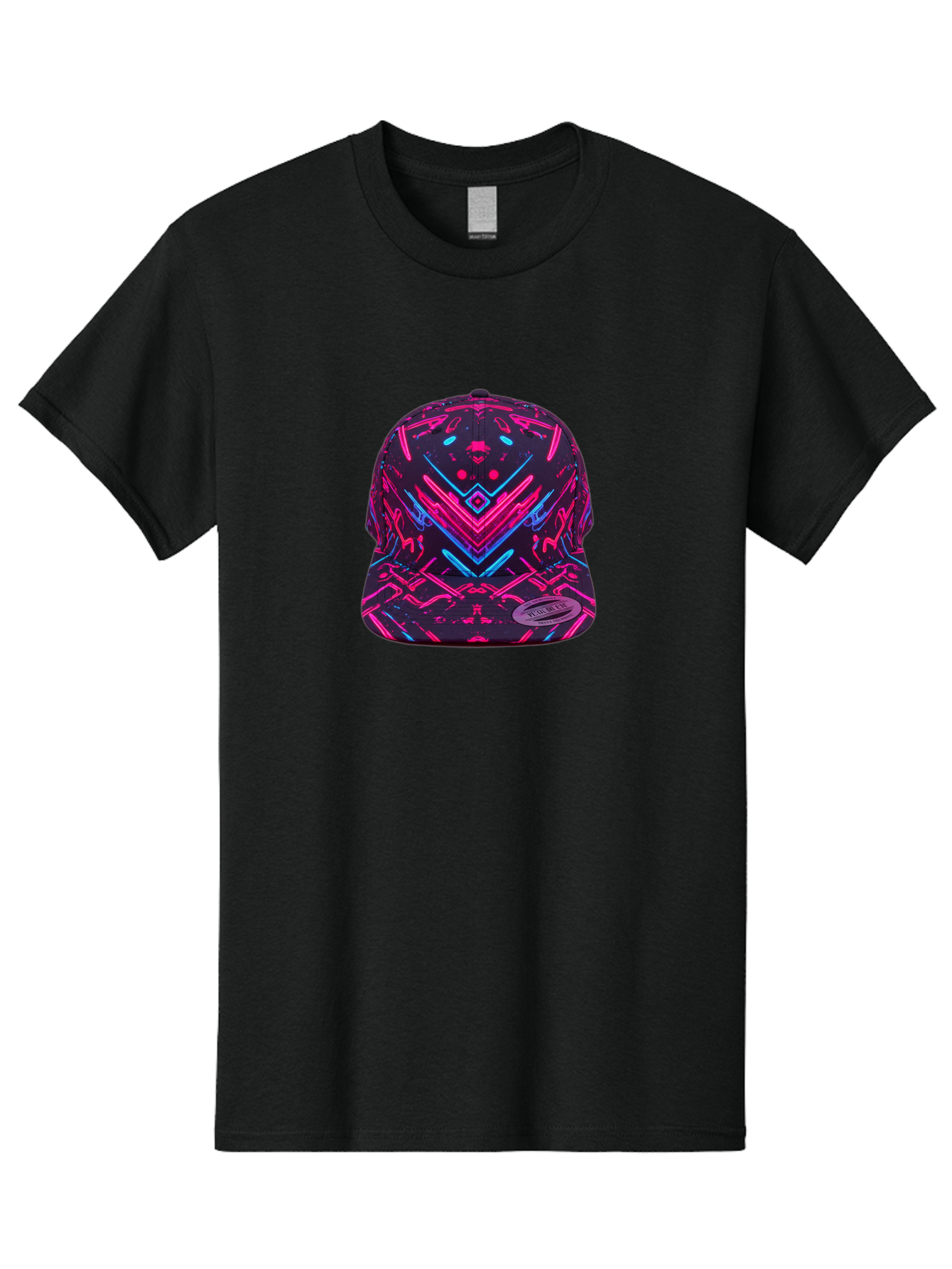 New-Era-Neon-Baseball-Cap Men'S Graphic Tee, 100% Cotton, Comfortable Casual Summer Wear, Machine Washable, Neon Pink And Blue Circuit Pattern, Futuristic Hat, Neon-Lit Design, Trendy Headwear, Streetwear Fashion, Bold Graphics Bad369
