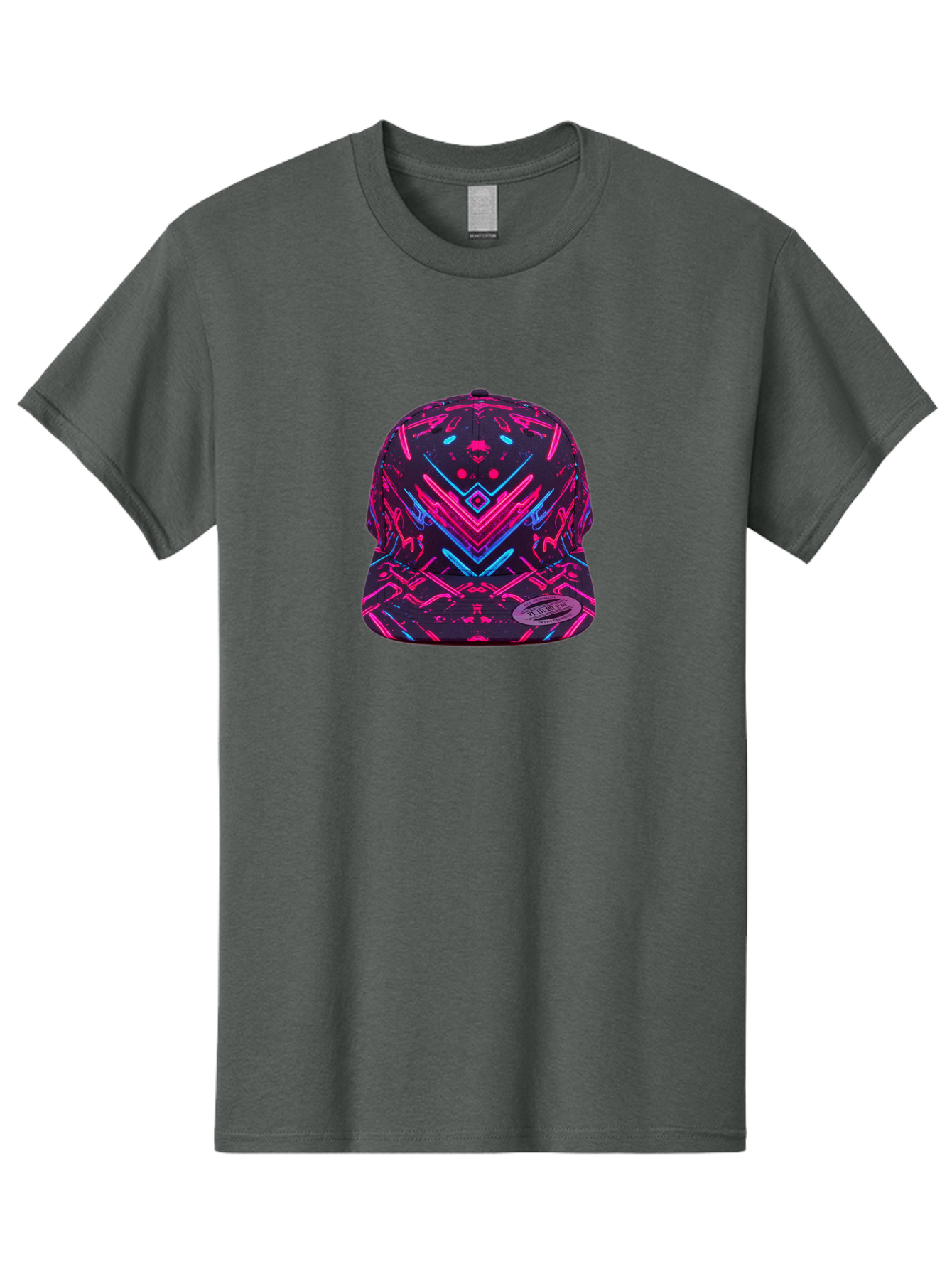 New-Era-Neon-Baseball-Cap Men'S Graphic Tee, 100% Cotton, Comfortable Casual Summer Wear, Machine Washable, Neon Pink And Blue Circuit Pattern, Futuristic Hat, Neon-Lit Design, Trendy Headwear, Streetwear Fashion, Bold Graphics Bad369