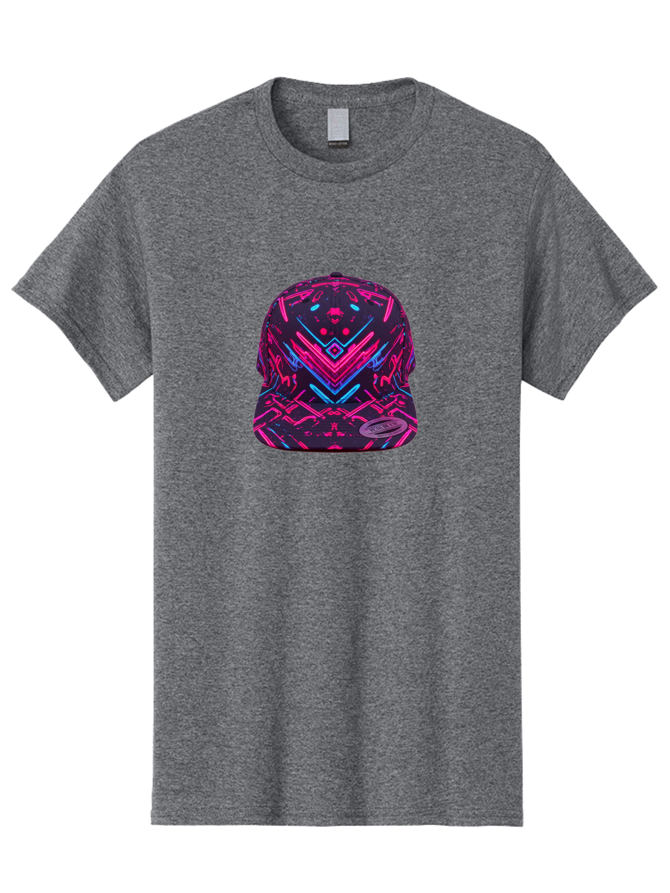 New-Era-Neon-Baseball-Cap Men'S Graphic Tee, 100% Cotton, Comfortable Casual Summer Wear, Machine Washable, Neon Pink And Blue Circuit Pattern, Futuristic Hat, Neon-Lit Design, Trendy Headwear, Streetwear Fashion, Bold Graphics Bad369
