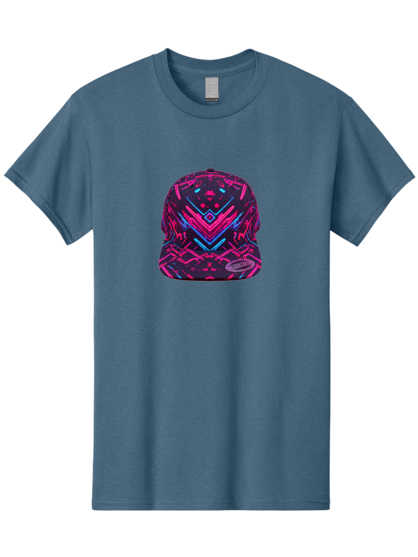 New-Era-Neon-Baseball-Cap Men'S Graphic Tee, 100% Cotton, Comfortable Casual Summer Wear, Machine Washable, Neon Pink And Blue Circuit Pattern, Futuristic Hat, Neon-Lit Design, Trendy Headwear, Streetwear Fashion, Bold Graphics Bad369