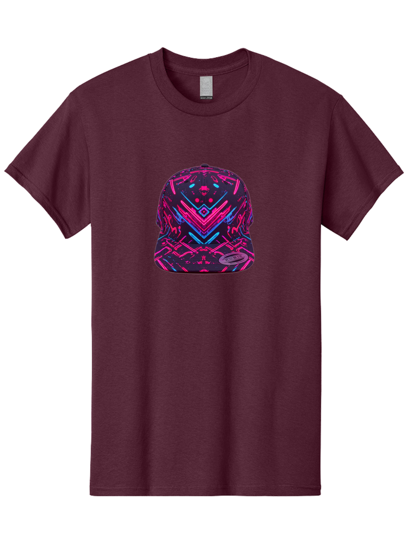 New-Era-Neon-Baseball-Cap Men'S Graphic Tee, 100% Cotton, Comfortable Casual Summer Wear, Machine Washable, Neon Pink And Blue Circuit Pattern, Futuristic Hat, Neon-Lit Design, Trendy Headwear, Streetwear Fashion, Bold Graphics Bad369