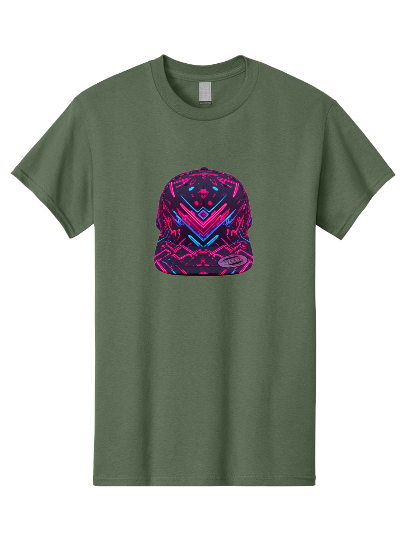 New-Era-Neon-Baseball-Cap Men'S Graphic Tee, 100% Cotton, Comfortable Casual Summer Wear, Machine Washable, Neon Pink And Blue Circuit Pattern, Futuristic Hat, Neon-Lit Design, Trendy Headwear, Streetwear Fashion, Bold Graphics Bad369