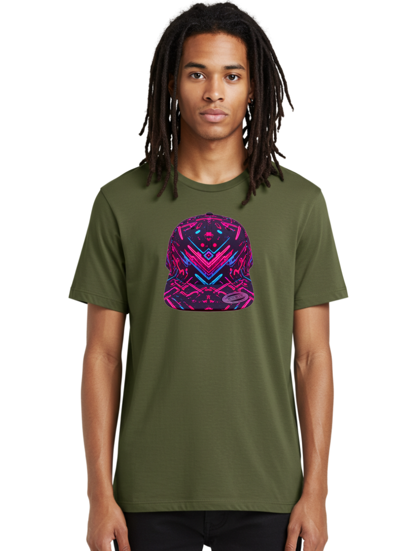 New-Era-Neon-Baseball-Cap Men'S Graphic Tee, 100% Cotton, Comfortable Casual Summer Wear, Machine Washable, Neon Pink And Blue Circuit Pattern, Futuristic Hat, Neon-Lit Design, Trendy Headwear, Streetwear Fashion, Bold Graphics Bad369