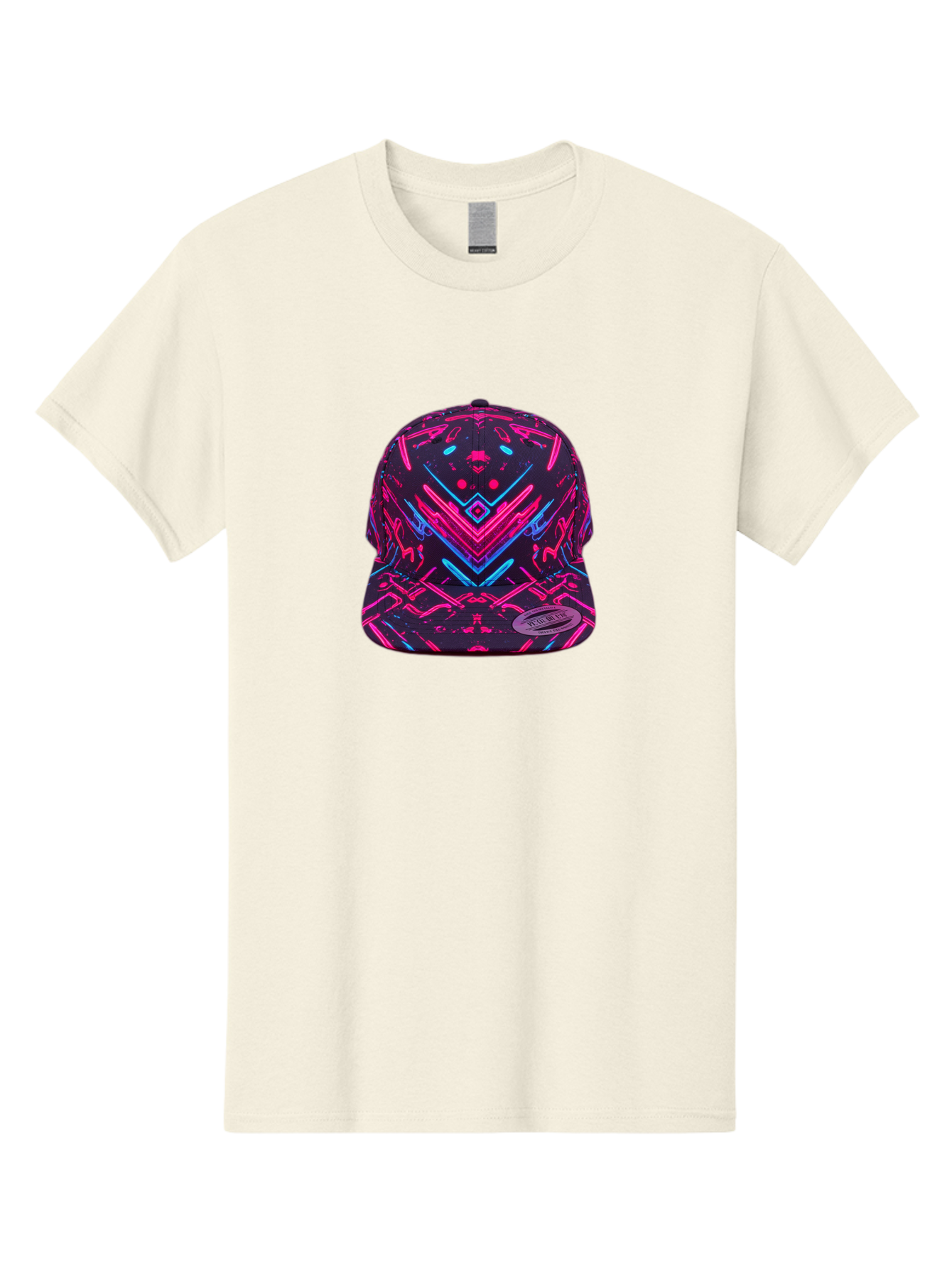 New-Era-Neon-Baseball-Cap Men'S Graphic Tee, 100% Cotton, Comfortable Casual Summer Wear, Machine Washable, Neon Pink And Blue Circuit Pattern, Futuristic Hat, Neon-Lit Design, Trendy Headwear, Streetwear Fashion, Bold Graphics Bad369