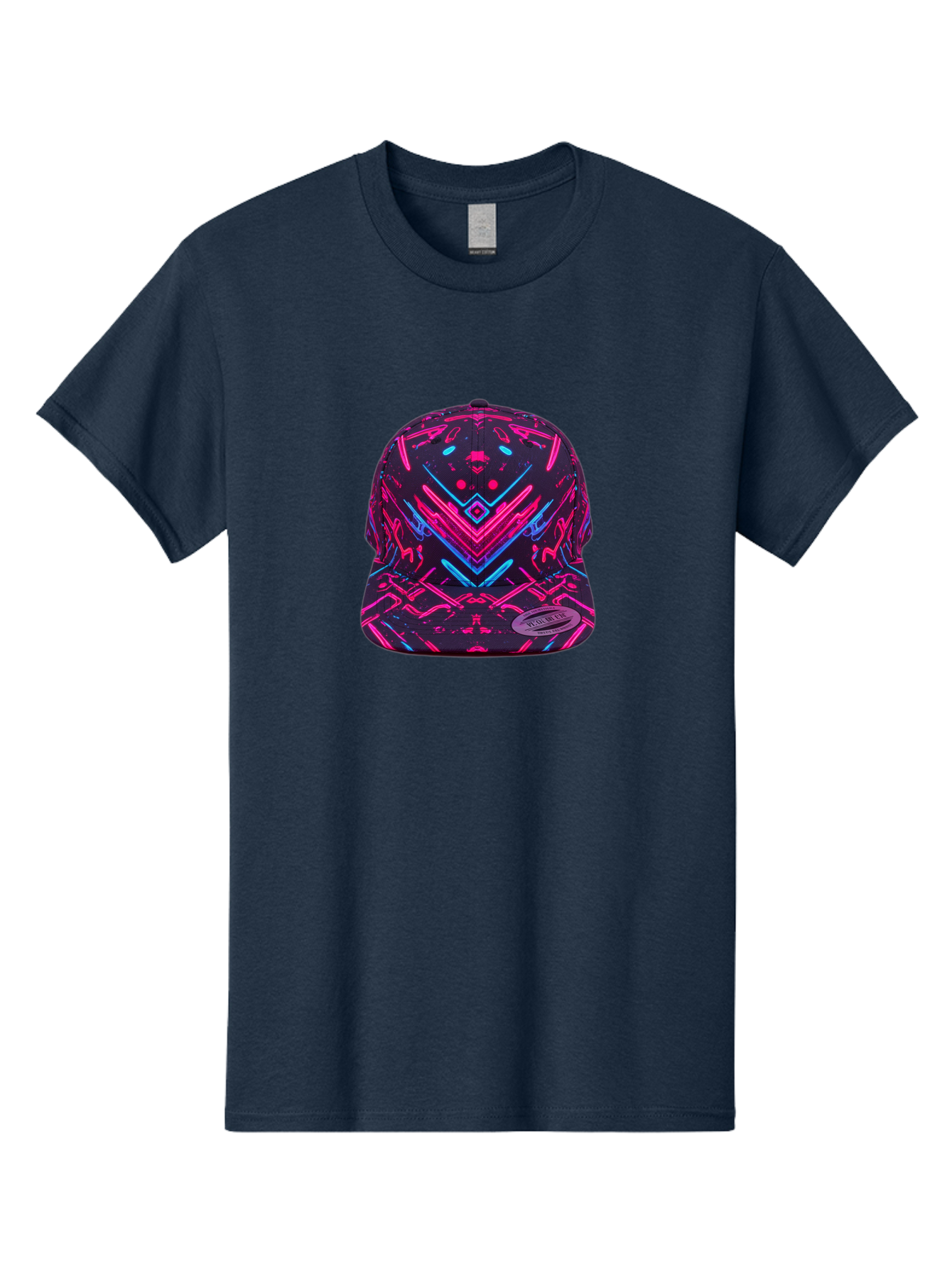 New-Era-Neon-Baseball-Cap Men'S Graphic Tee, 100% Cotton, Comfortable Casual Summer Wear, Machine Washable, Neon Pink And Blue Circuit Pattern, Futuristic Hat, Neon-Lit Design, Trendy Headwear, Streetwear Fashion, Bold Graphics Bad369