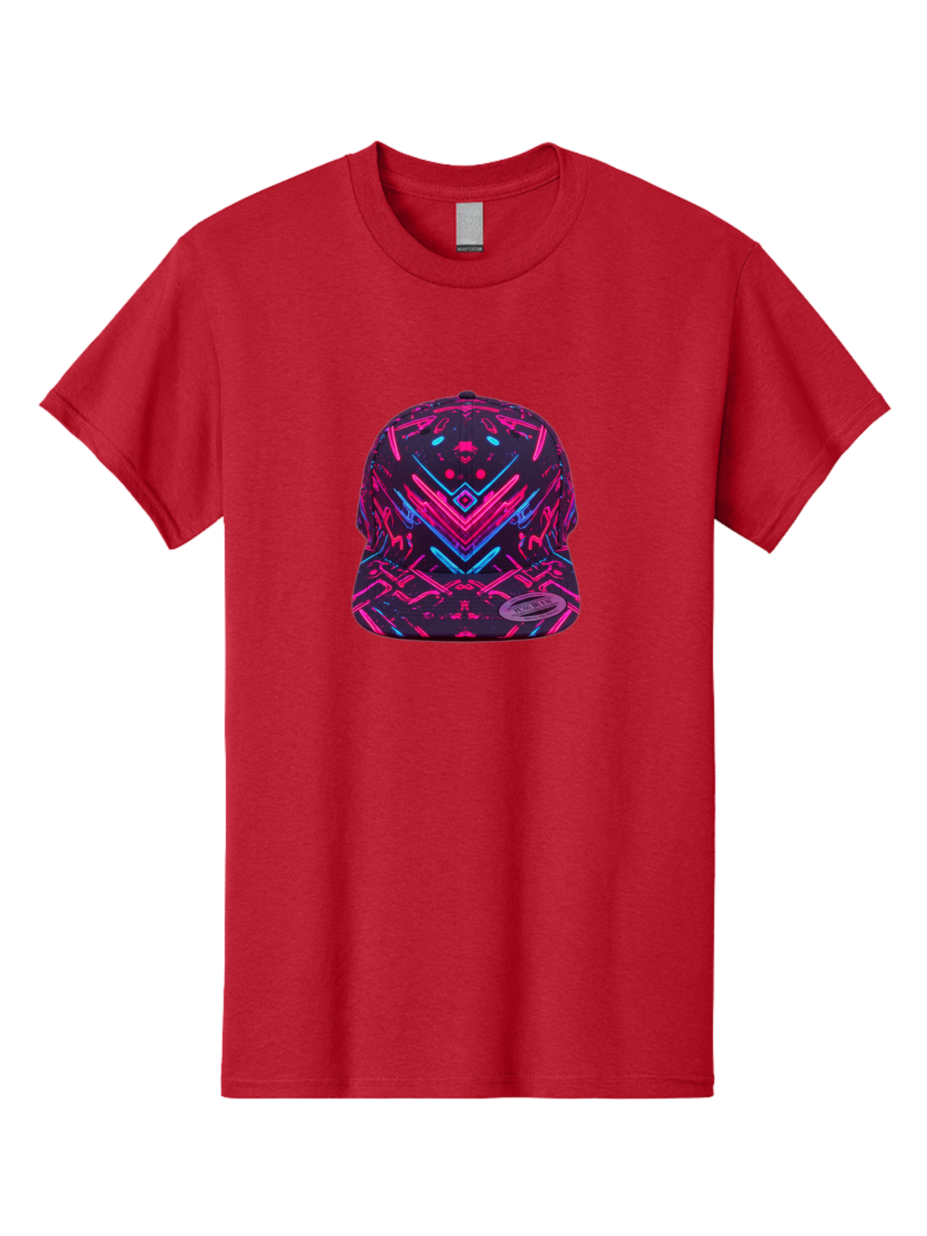 New-Era-Neon-Baseball-Cap Men'S Graphic Tee, 100% Cotton, Comfortable Casual Summer Wear, Machine Washable, Neon Pink And Blue Circuit Pattern, Futuristic Hat, Neon-Lit Design, Trendy Headwear, Streetwear Fashion, Bold Graphics Bad369