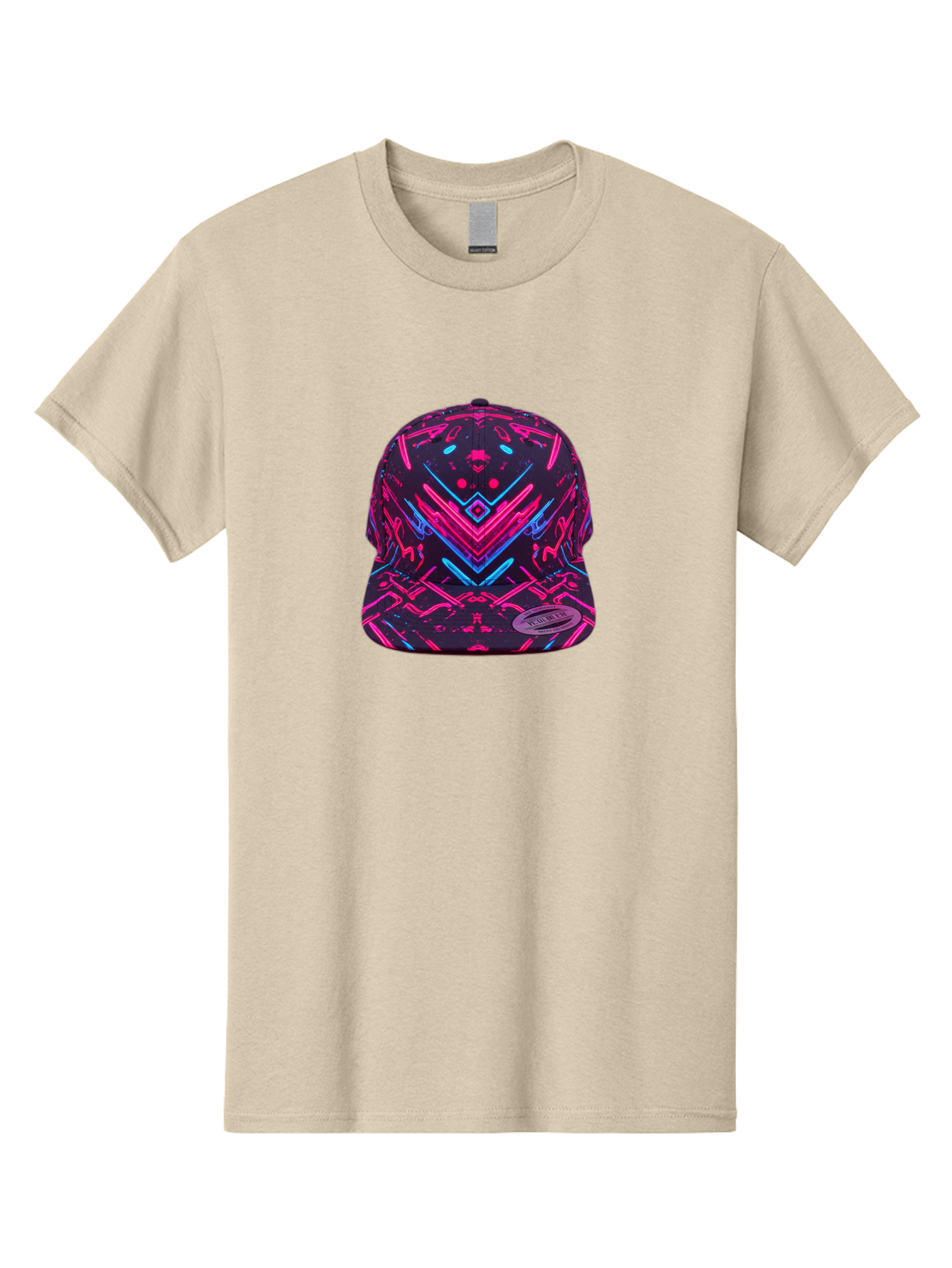 New-Era-Neon-Baseball-Cap Men'S Graphic Tee, 100% Cotton, Comfortable Casual Summer Wear, Machine Washable, Neon Pink And Blue Circuit Pattern, Futuristic Hat, Neon-Lit Design, Trendy Headwear, Streetwear Fashion, Bold Graphics Bad369
