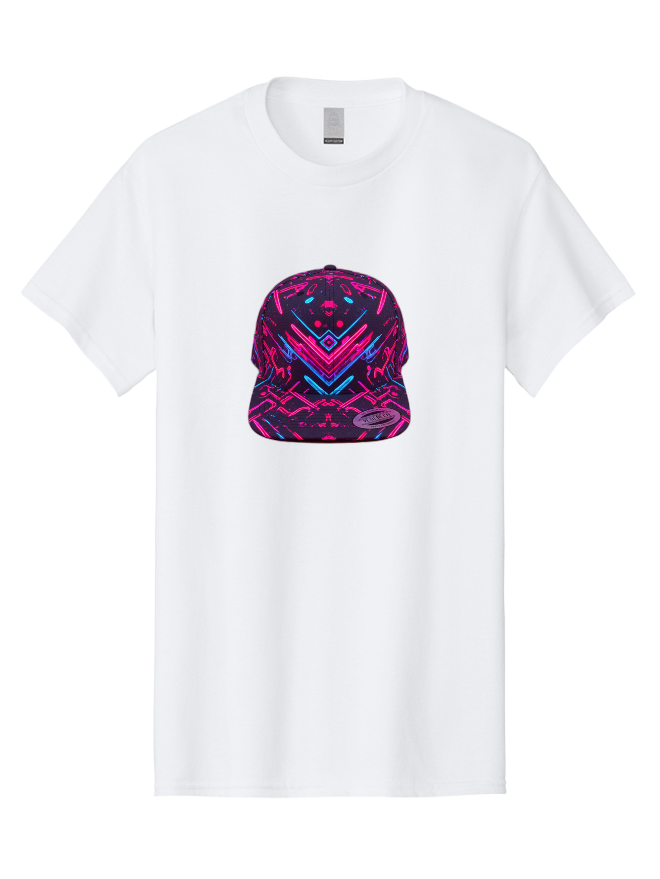New-Era-Neon-Baseball-Cap Men'S Graphic Tee, 100% Cotton, Comfortable Casual Summer Wear, Machine Washable, Neon Pink And Blue Circuit Pattern, Futuristic Hat, Neon-Lit Design, Trendy Headwear, Streetwear Fashion, Bold Graphics Bad369