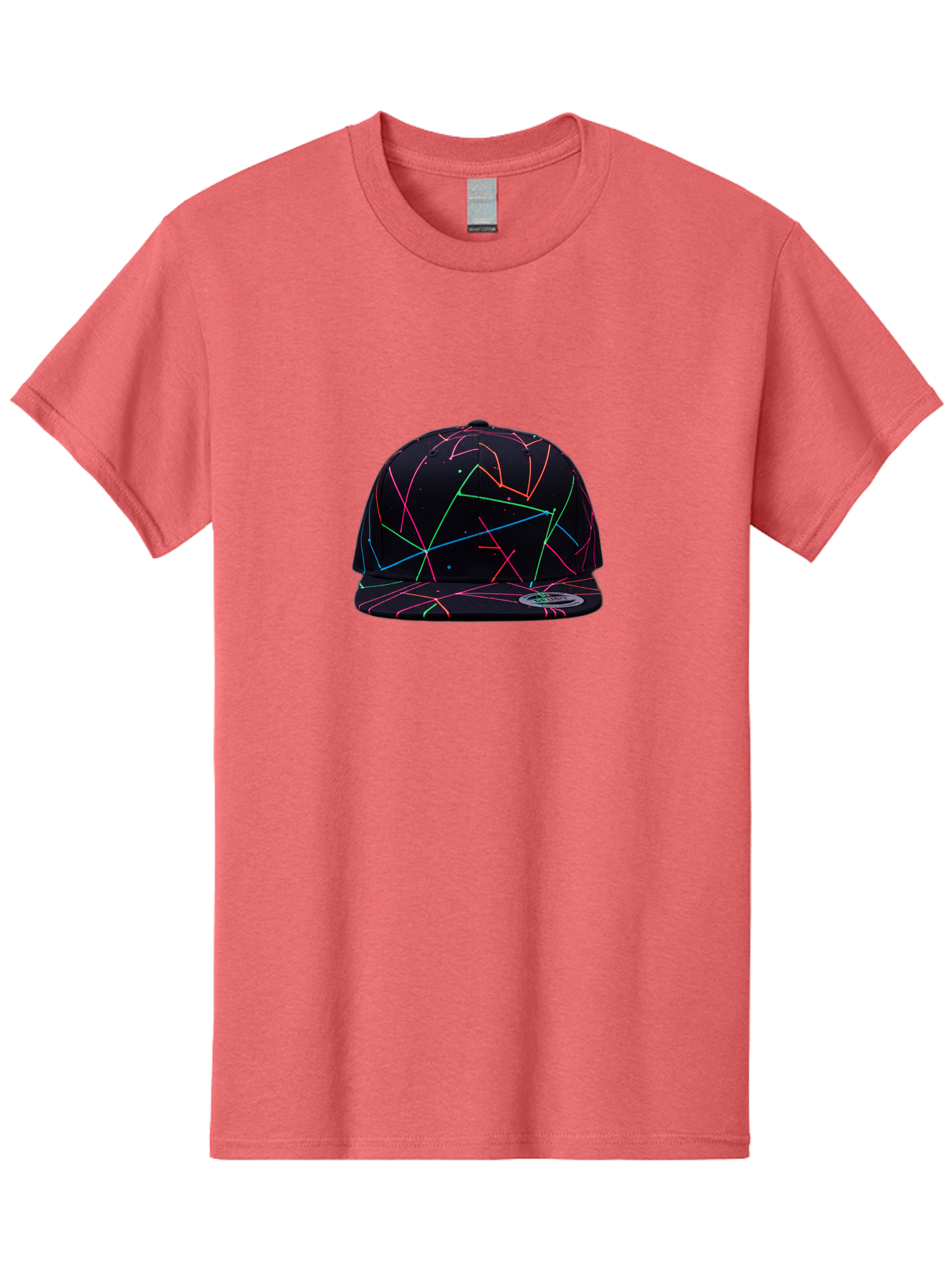 New-Era-Neon-Lines-Cap Men'S Graphic Tee, 100% Cotton, Comfortable Casual Summer Wear, Machine Washable, Baseball Cap, Neon Lines, Colorful Design, Streetwear Fashion, Urban Style, Trendy Accessory, Neon Pink, Neon Green, Neon Blue, Bad370
