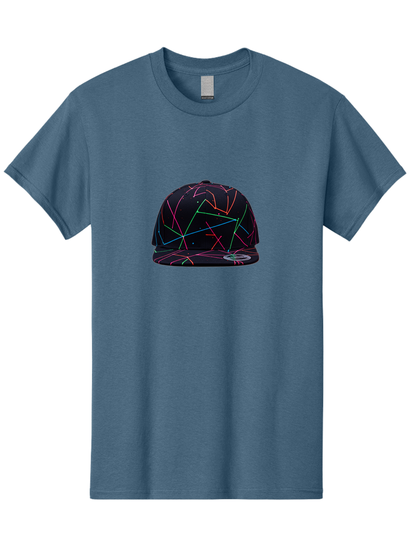 New-Era-Neon-Lines-Cap Men'S Graphic Tee, 100% Cotton, Comfortable Casual Summer Wear, Machine Washable, Baseball Cap, Neon Lines, Colorful Design, Streetwear Fashion, Urban Style, Trendy Accessory, Neon Pink, Neon Green, Neon Blue, Bad370