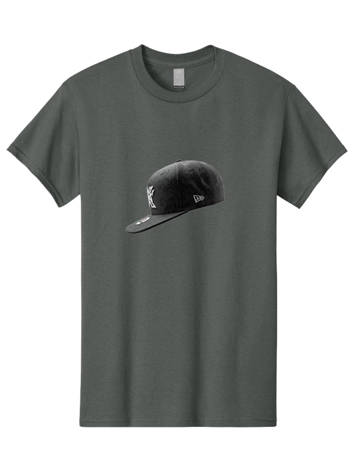 New-York-Yankees-Baseball-Cap Men'S Graphic Tee, 100% Cotton, Comfortable Casual Summer Wear, Machine Washable, New York Yankees Baseball Cap, Black Cap With White Logo, New Era Cap, Baseball Hat, Sports Fashion, Ny Logo, Mlb Merchandise, Bad372
