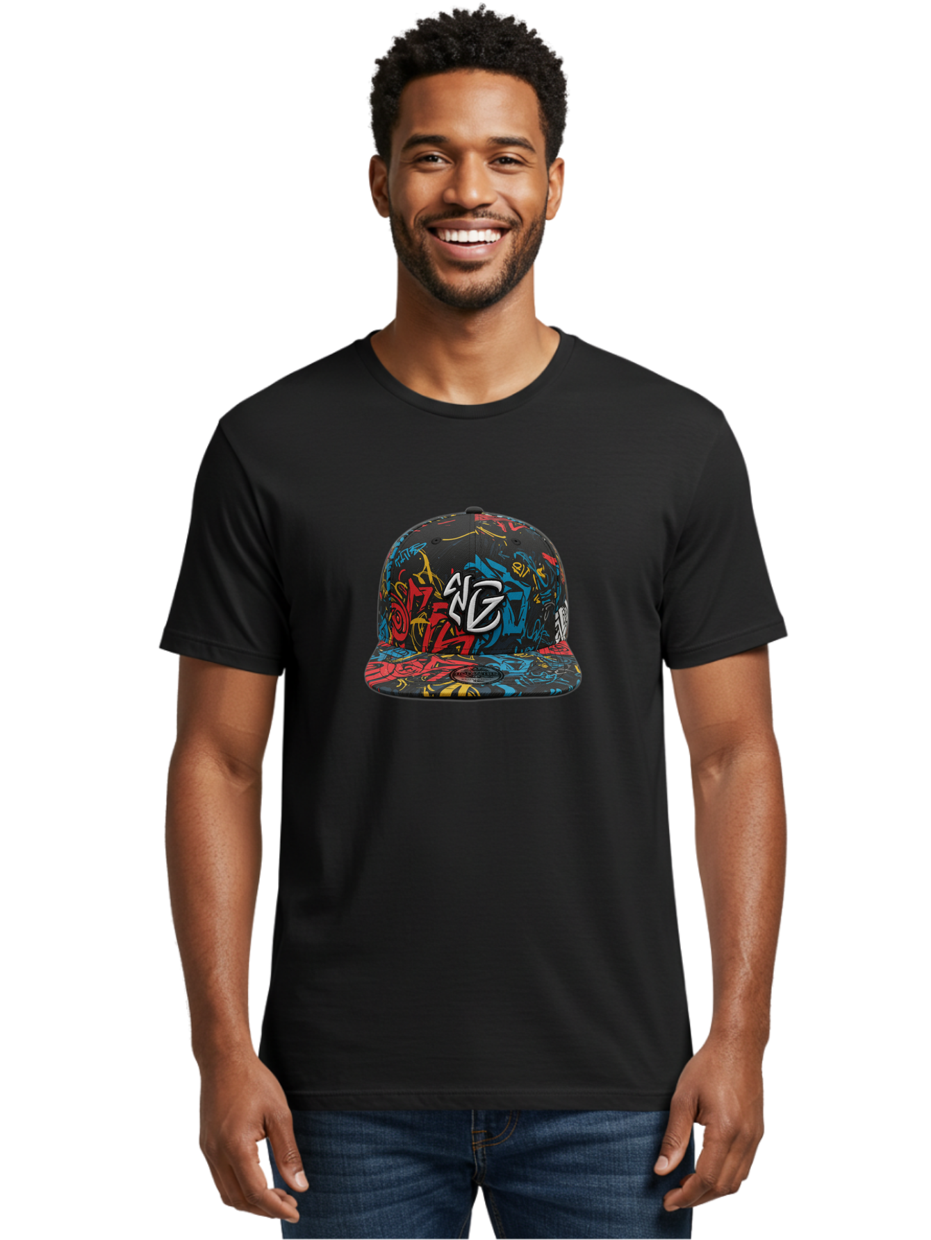 Ng-Baseball-Cap Men'S Graphic Tee, 100% Cotton, Comfortable Casual Summer Wear, Machine Washable, Graffiti Hat, Streetwear Fashion, Urban Style, Multicolored Cap, Ng Logo, Bold Graphics, Snapback Hat, Trendy Headwear, Casual Wear Bad373