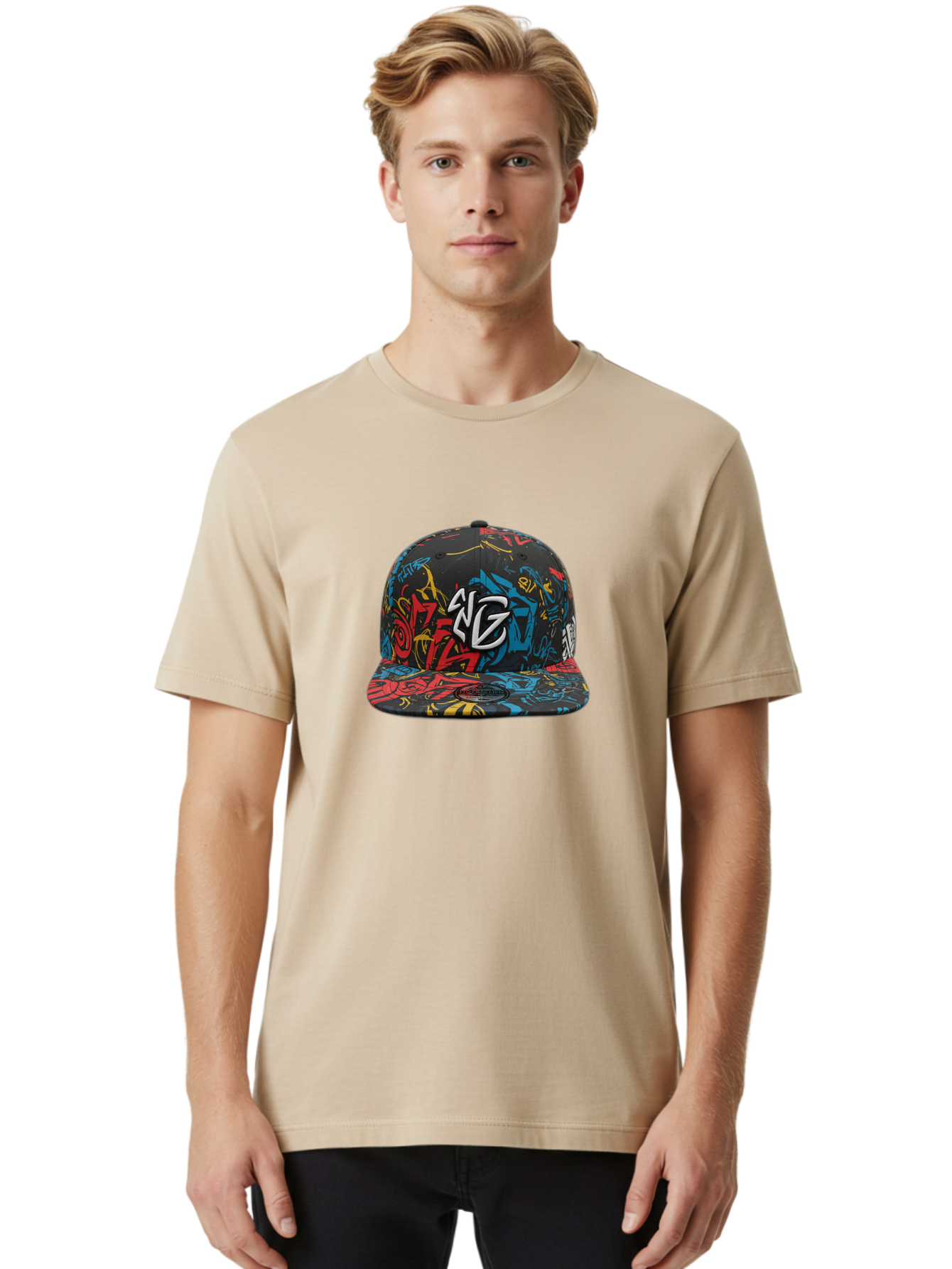 Ng-Baseball-Cap Men'S Graphic Tee, 100% Cotton, Comfortable Casual Summer Wear, Machine Washable, Graffiti Hat, Streetwear Fashion, Urban Style, Multicolored Cap, Ng Logo, Bold Graphics, Snapback Hat, Trendy Headwear, Casual Wear Bad373