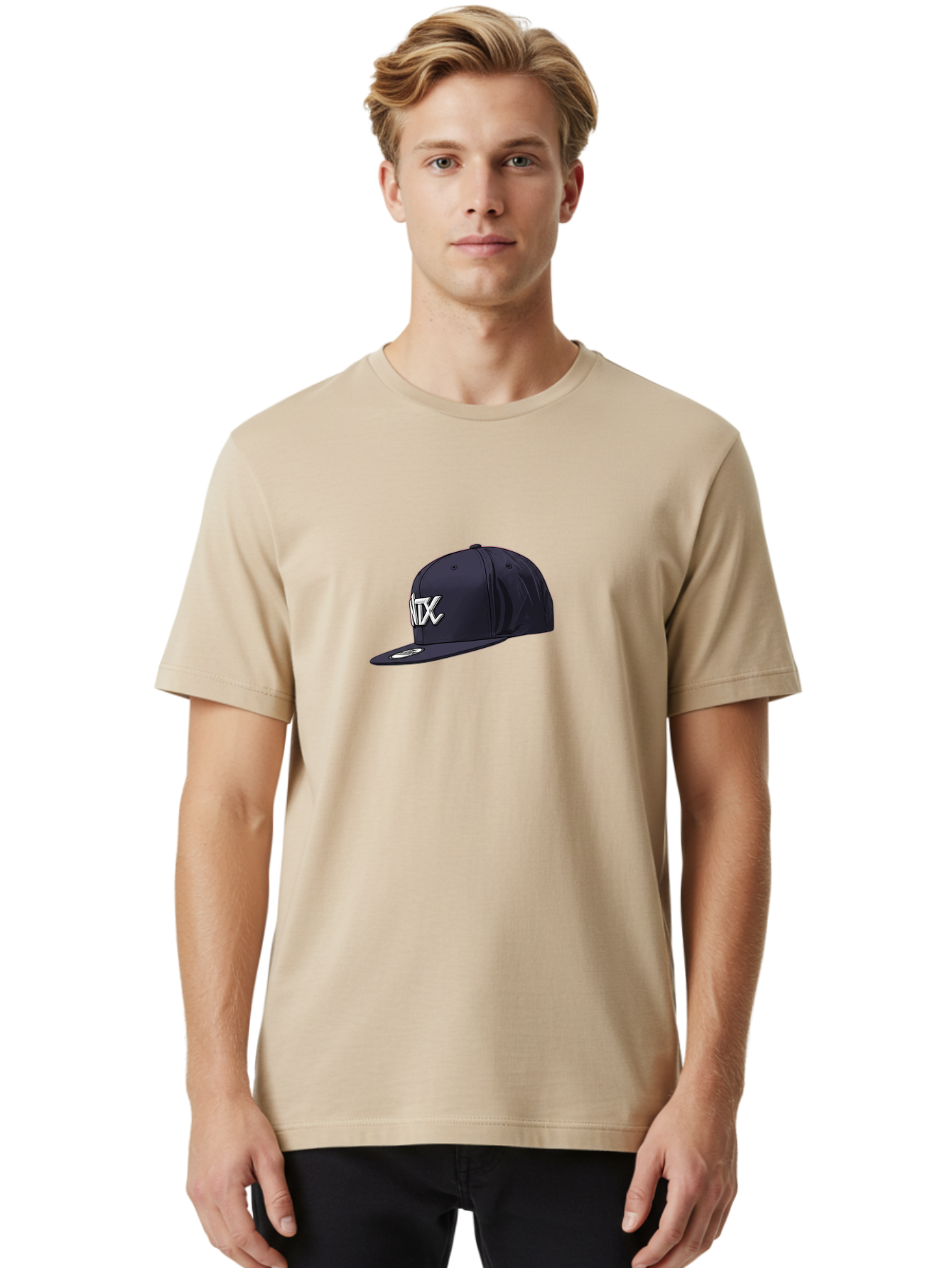 Ntx-Baseball-Cap Men'S Graphic Tee, 100% Cotton, Comfortable Casual Summer Wear, Machine Washable, Ntx Logo, Baseball Cap, Navy Blue Cap, White Logo, Sports Apparel, Streetwear Fashion, Casual Wear, Hat With Logo Bad377