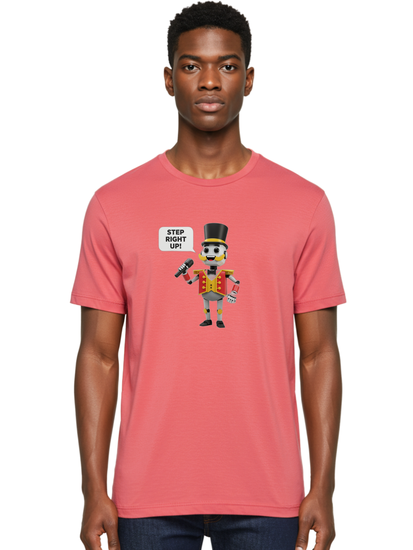 Nutcracker-Robot Men'S Graphic Tee, 100% Cotton, Comfortable Casual Summer Wear, Machine Washable, Nutcracker Robot, Mechanical Nutcracker, Robot Character, Step Right Up, Circus Ringmaster, Vintage Nutcracker, Steampunk Robot, Robotic Figure, Bad378