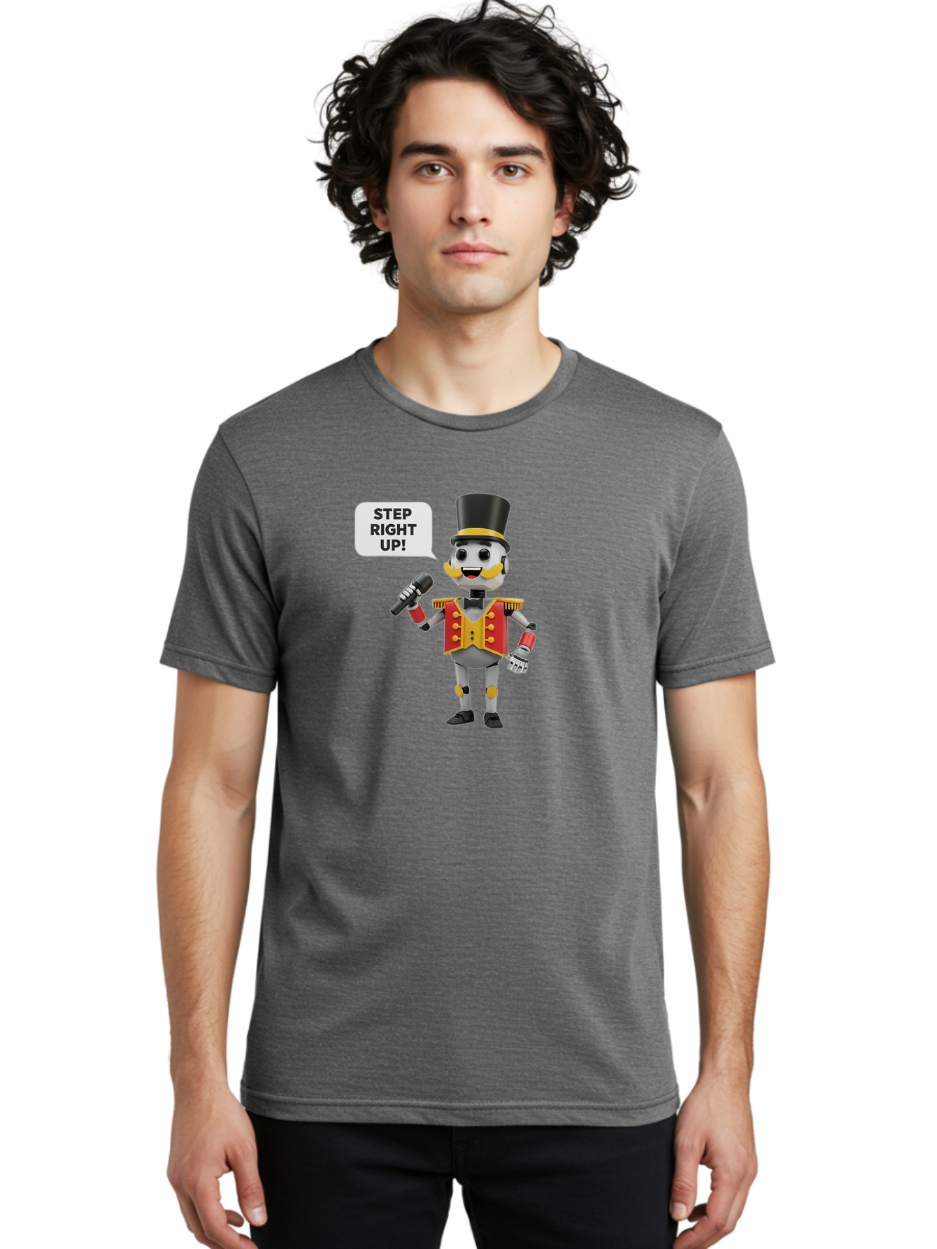 Nutcracker-Robot Men'S Graphic Tee, 100% Cotton, Comfortable Casual Summer Wear, Machine Washable, Nutcracker Robot, Mechanical Nutcracker, Robot Character, Step Right Up, Circus Ringmaster, Vintage Nutcracker, Steampunk Robot, Robotic Figure, Bad378