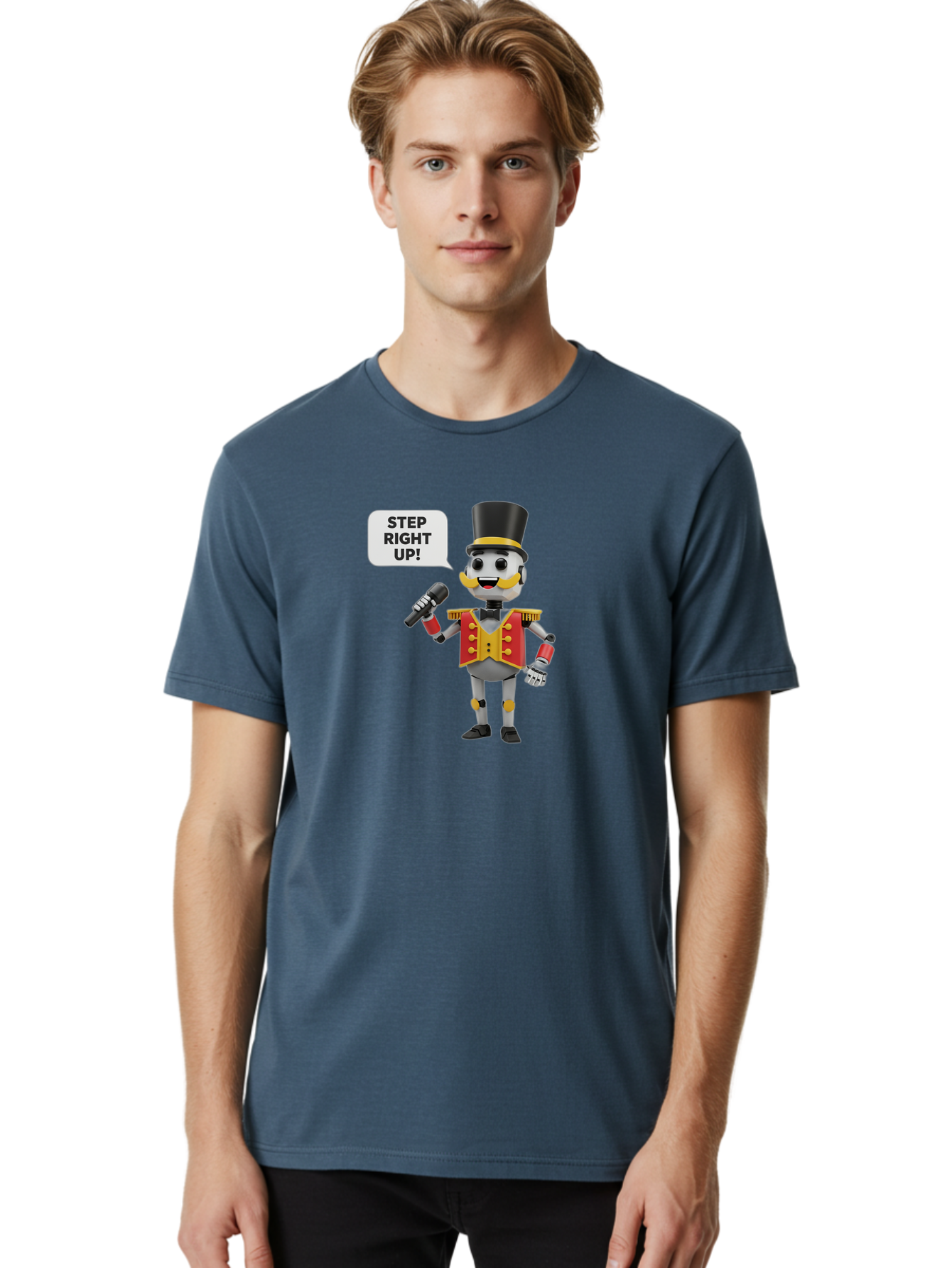 Nutcracker-Robot Men'S Graphic Tee, 100% Cotton, Comfortable Casual Summer Wear, Machine Washable, Nutcracker Robot, Mechanical Nutcracker, Robot Character, Step Right Up, Circus Ringmaster, Vintage Nutcracker, Steampunk Robot, Robotic Figure, Bad378