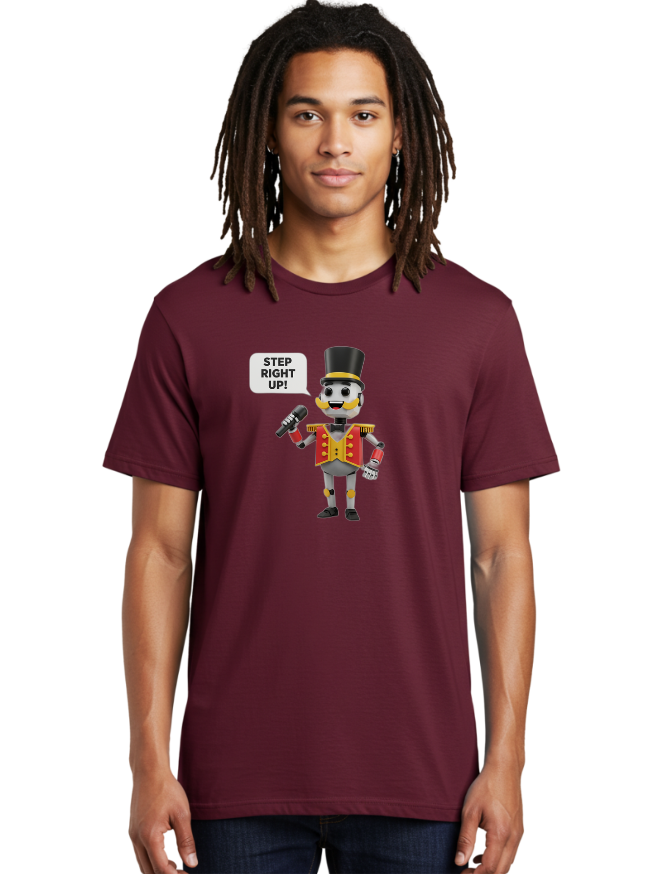 Nutcracker-Robot Men'S Graphic Tee, 100% Cotton, Comfortable Casual Summer Wear, Machine Washable, Nutcracker Robot, Mechanical Nutcracker, Robot Character, Step Right Up, Circus Ringmaster, Vintage Nutcracker, Steampunk Robot, Robotic Figure, Bad378