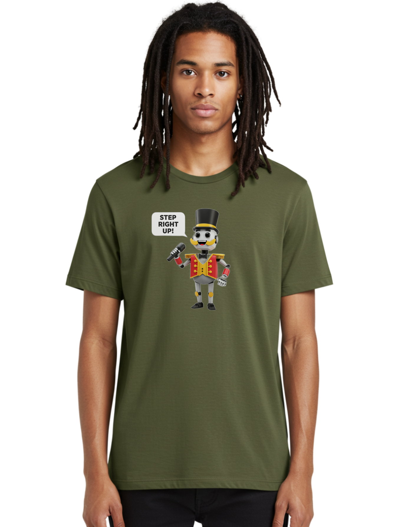 Nutcracker-Robot Men'S Graphic Tee, 100% Cotton, Comfortable Casual Summer Wear, Machine Washable, Nutcracker Robot, Mechanical Nutcracker, Robot Character, Step Right Up, Circus Ringmaster, Vintage Nutcracker, Steampunk Robot, Robotic Figure, Bad378