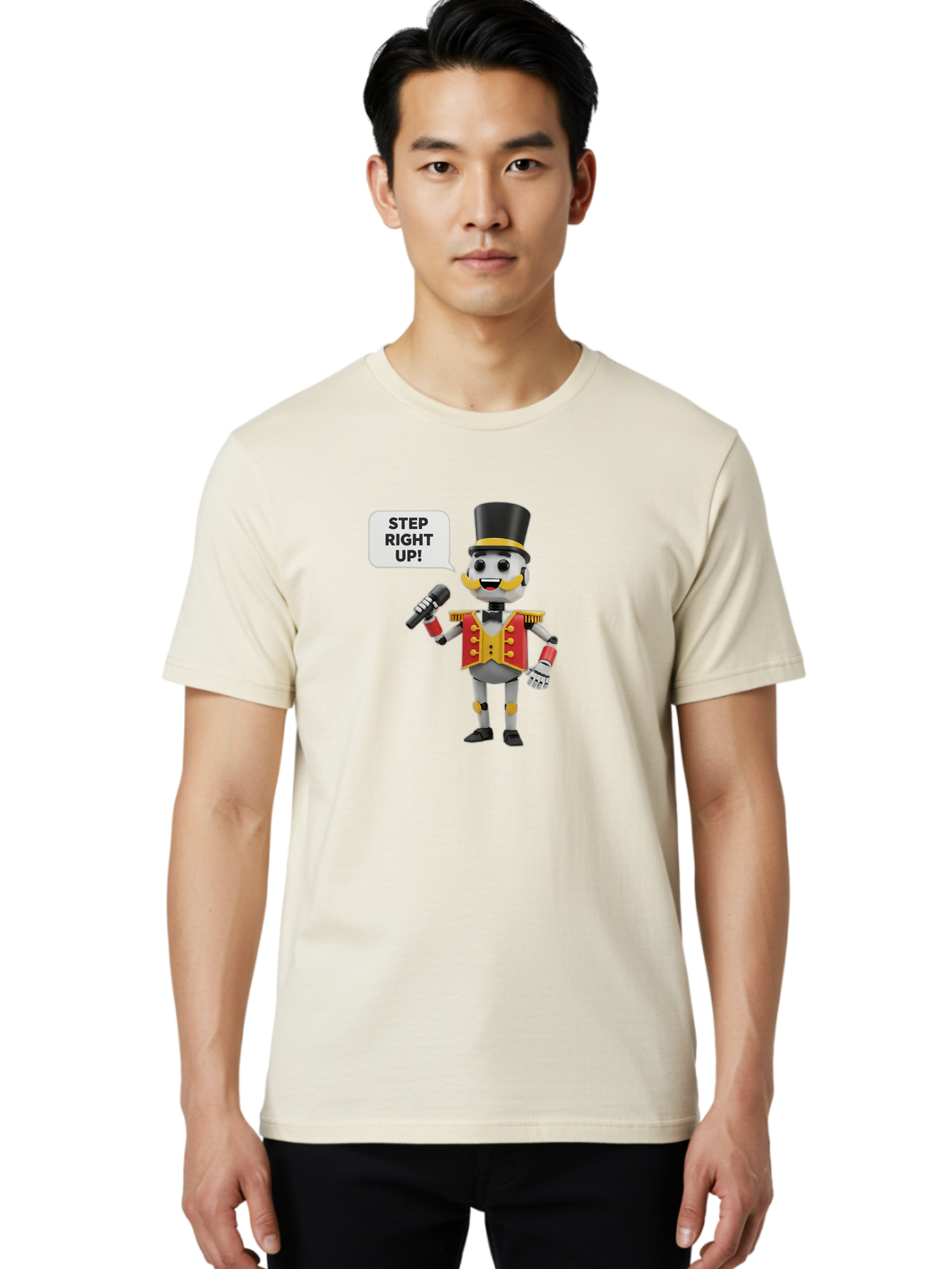 Nutcracker-Robot Men'S Graphic Tee, 100% Cotton, Comfortable Casual Summer Wear, Machine Washable, Nutcracker Robot, Mechanical Nutcracker, Robot Character, Step Right Up, Circus Ringmaster, Vintage Nutcracker, Steampunk Robot, Robotic Figure, Bad378