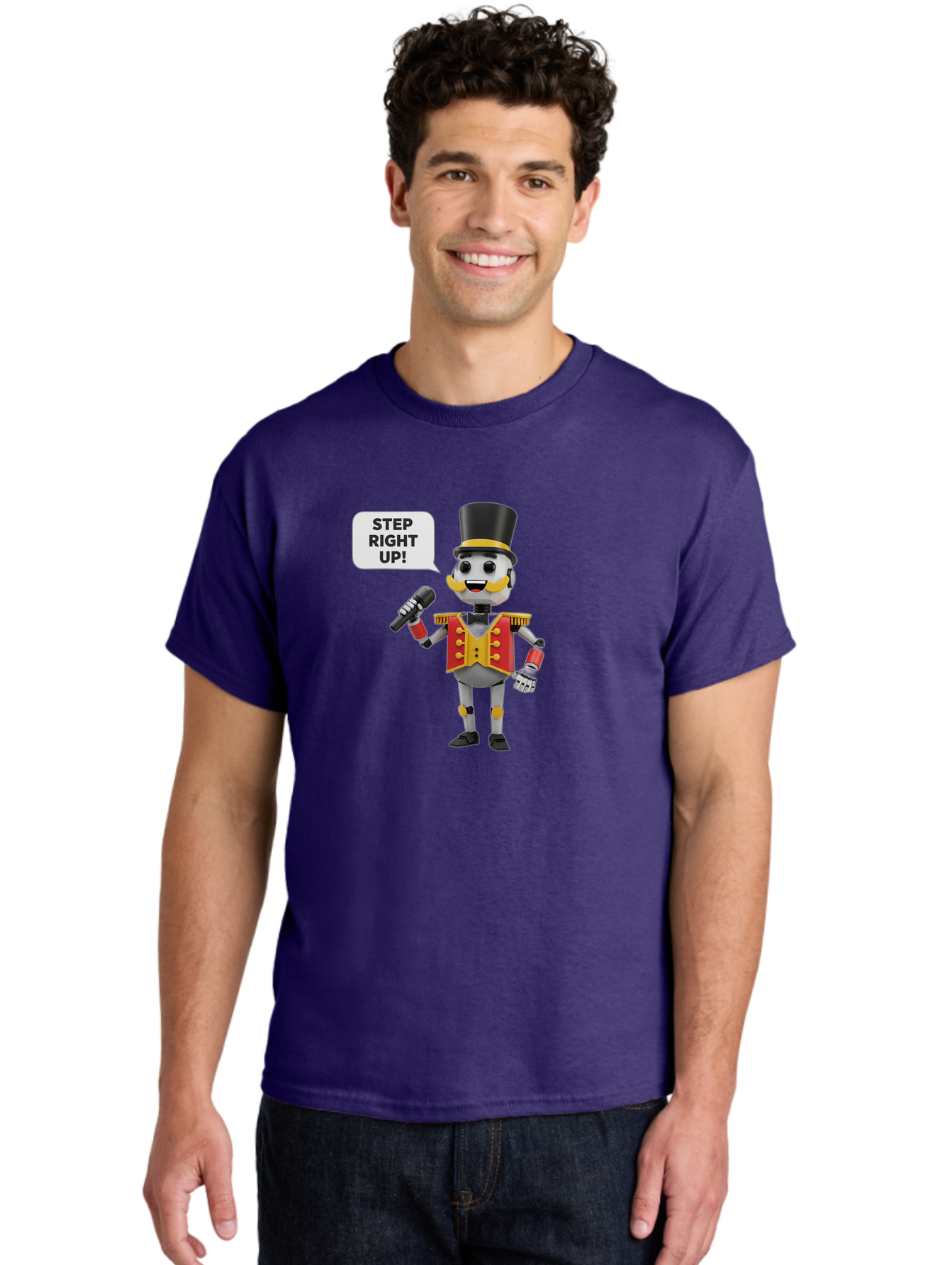 Nutcracker-Robot Men'S Graphic Tee, 100% Cotton, Comfortable Casual Summer Wear, Machine Washable, Nutcracker Robot, Mechanical Nutcracker, Robot Character, Step Right Up, Circus Ringmaster, Vintage Nutcracker, Steampunk Robot, Robotic Figure, Bad378