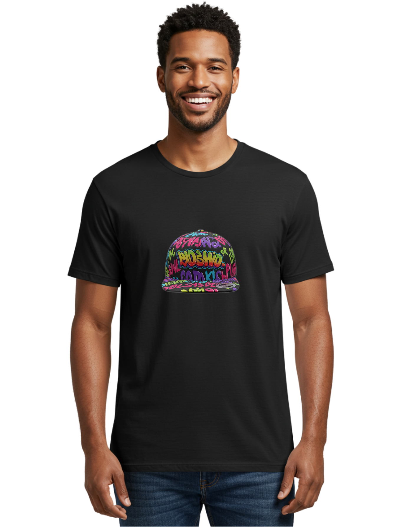 Ohislow-Snapback Men'S Graphic Tee, 100% Cotton, Comfortable Casual Summer Wear, Machine Washable, Graffiti Style Hat, Urban Fashion, Streetwear Accessories, Colorful Design, Bold Typography, Trendy Headwear, Ndshio, Adakis, Casual Wear, Bad379
