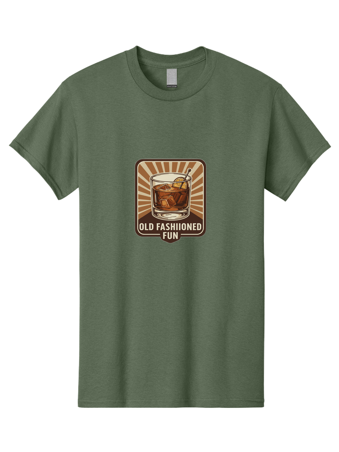 Old-Fashiioned-Fun Men'S Graphic Tee, 100% Cotton, Comfortable Casual Summer Wear, Machine Washable, Cocktail Illustration, Old Fashioned Drink, Whiskey On The Rocks, Retro Style, Classic Cocktail, Fun Times, Brown And White Theme, Bad381