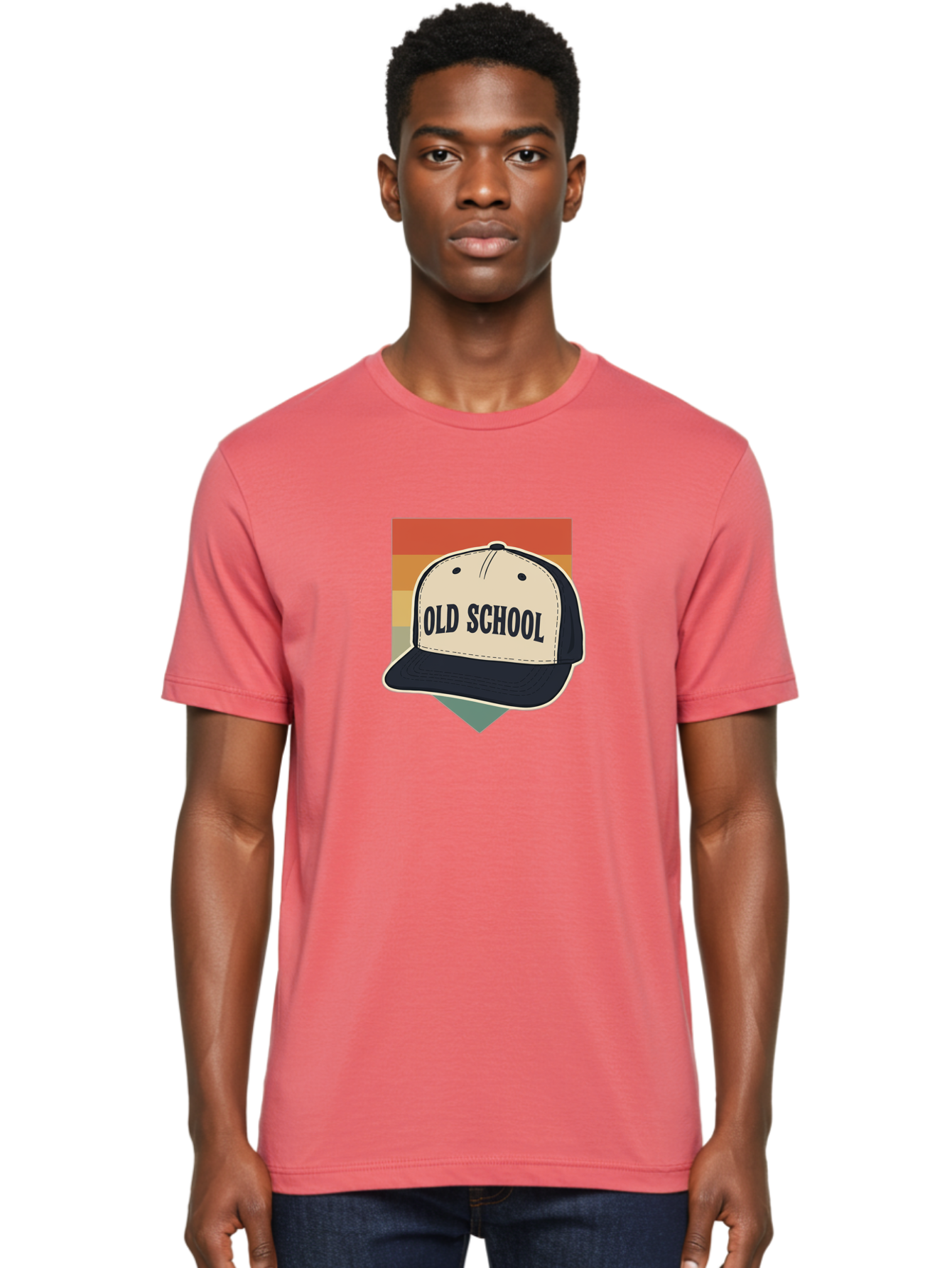 Old-School Men'S Graphic Tee, 100% Cotton, Comfortable Casual Summer Wear, Machine Washable, Classic Baseball Cap, Old School Hat, Vintage Style, Retro Fashion, Nostalgic Clothing, Casual Wear, Trucker Hat, Simple Design, Bold Text, Bad382
