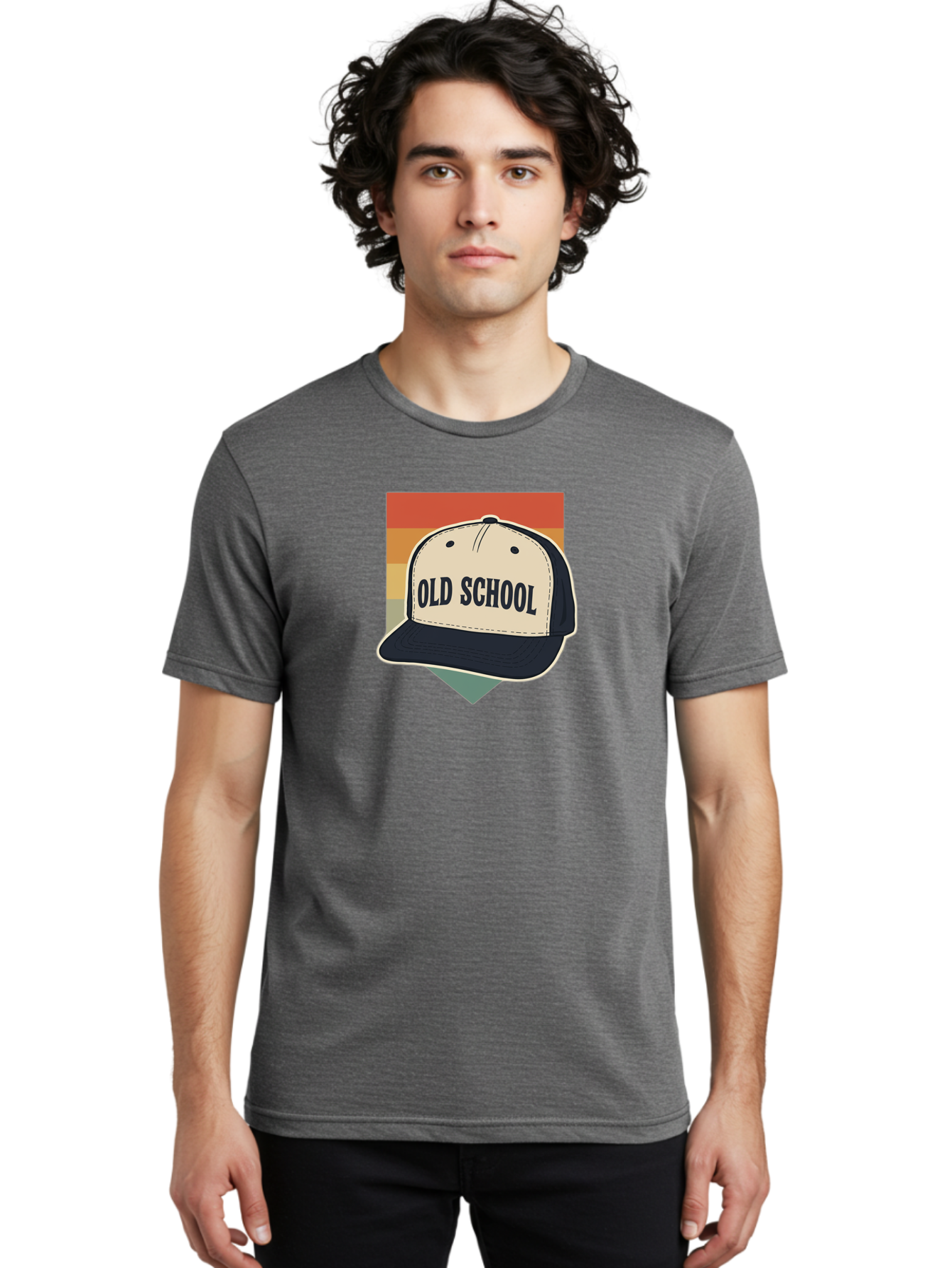 Old-School Men'S Graphic Tee, 100% Cotton, Comfortable Casual Summer Wear, Machine Washable, Classic Baseball Cap, Old School Hat, Vintage Style, Retro Fashion, Nostalgic Clothing, Casual Wear, Trucker Hat, Simple Design, Bold Text, Bad382