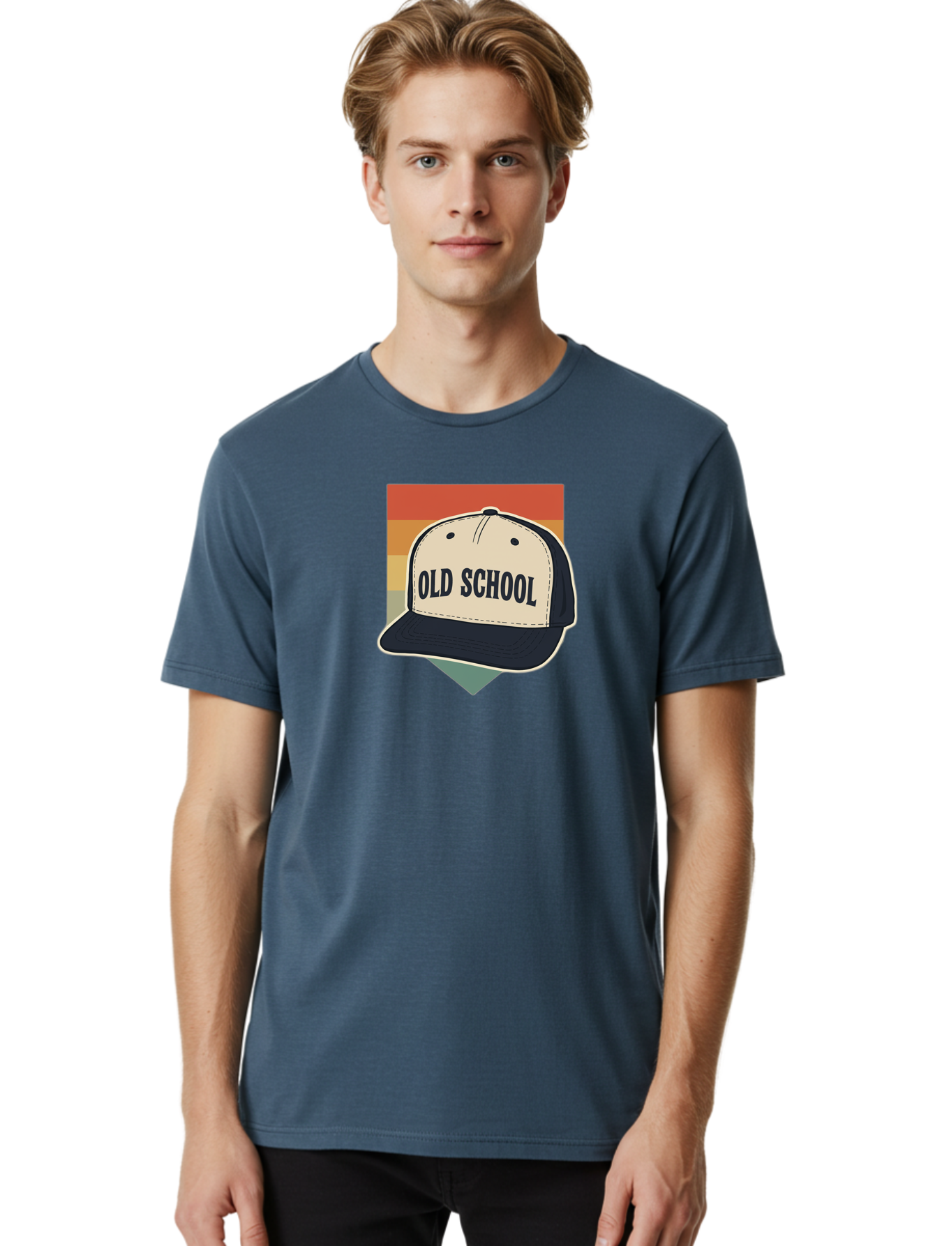 Old-School Men'S Graphic Tee, 100% Cotton, Comfortable Casual Summer Wear, Machine Washable, Classic Baseball Cap, Old School Hat, Vintage Style, Retro Fashion, Nostalgic Clothing, Casual Wear, Trucker Hat, Simple Design, Bold Text, Bad382