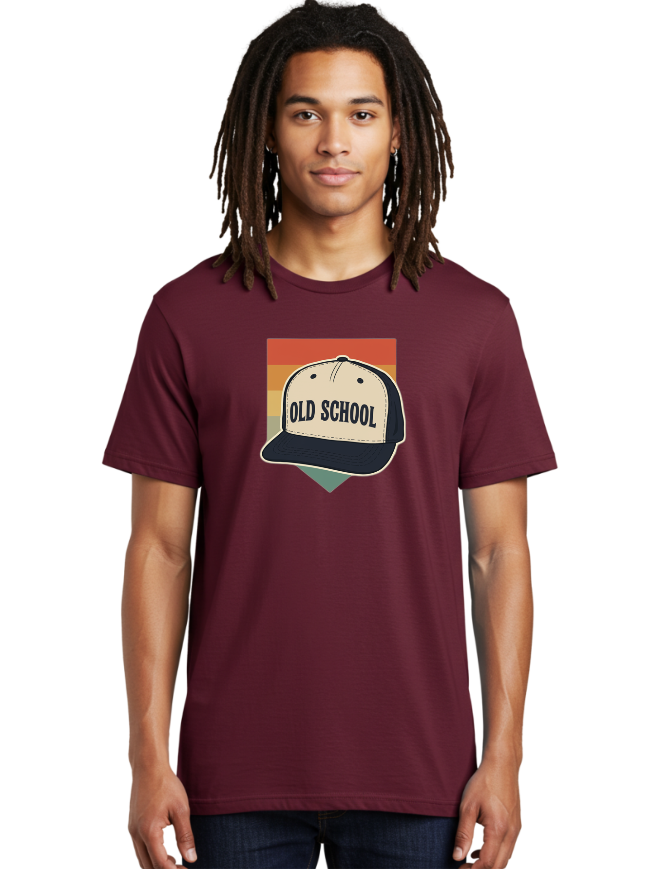 Old-School Men'S Graphic Tee, 100% Cotton, Comfortable Casual Summer Wear, Machine Washable, Classic Baseball Cap, Old School Hat, Vintage Style, Retro Fashion, Nostalgic Clothing, Casual Wear, Trucker Hat, Simple Design, Bold Text, Bad382