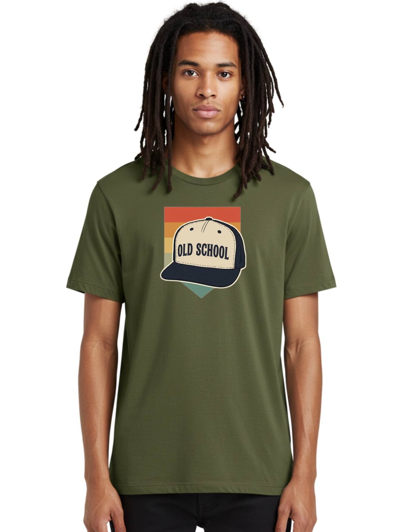 Old-School Men'S Graphic Tee, 100% Cotton, Comfortable Casual Summer Wear, Machine Washable, Classic Baseball Cap, Old School Hat, Vintage Style, Retro Fashion, Nostalgic Clothing, Casual Wear, Trucker Hat, Simple Design, Bold Text, Bad382