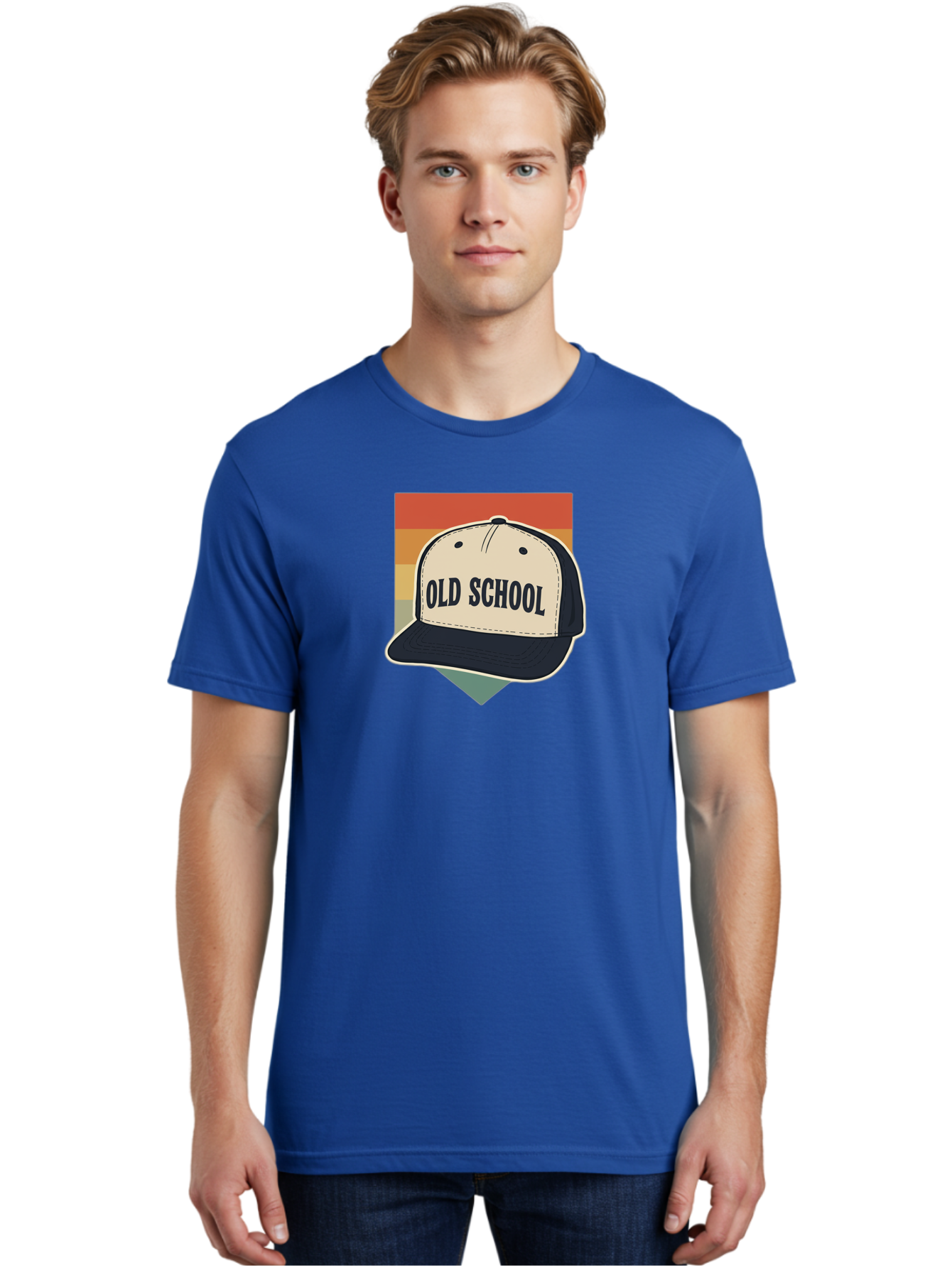 Old-School Men'S Graphic Tee, 100% Cotton, Comfortable Casual Summer Wear, Machine Washable, Classic Baseball Cap, Old School Hat, Vintage Style, Retro Fashion, Nostalgic Clothing, Casual Wear, Trucker Hat, Simple Design, Bold Text, Bad382