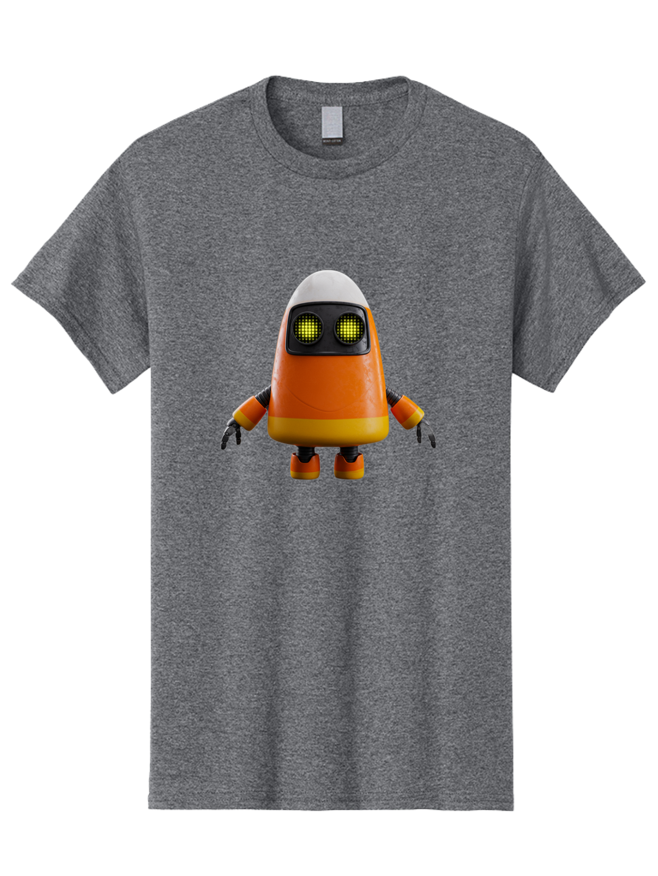 Orange-Robot Men'S Graphic Tee, 100% Cotton, Comfortable Casual Summer Wear, Machine Washable, Orange Robot, Futuristic Design, Robotic Character, Artificial Intelligence, Mechanical Limbs, Glowing Eyes, Digital Artwork, Sci-Fi Theme, Bad388