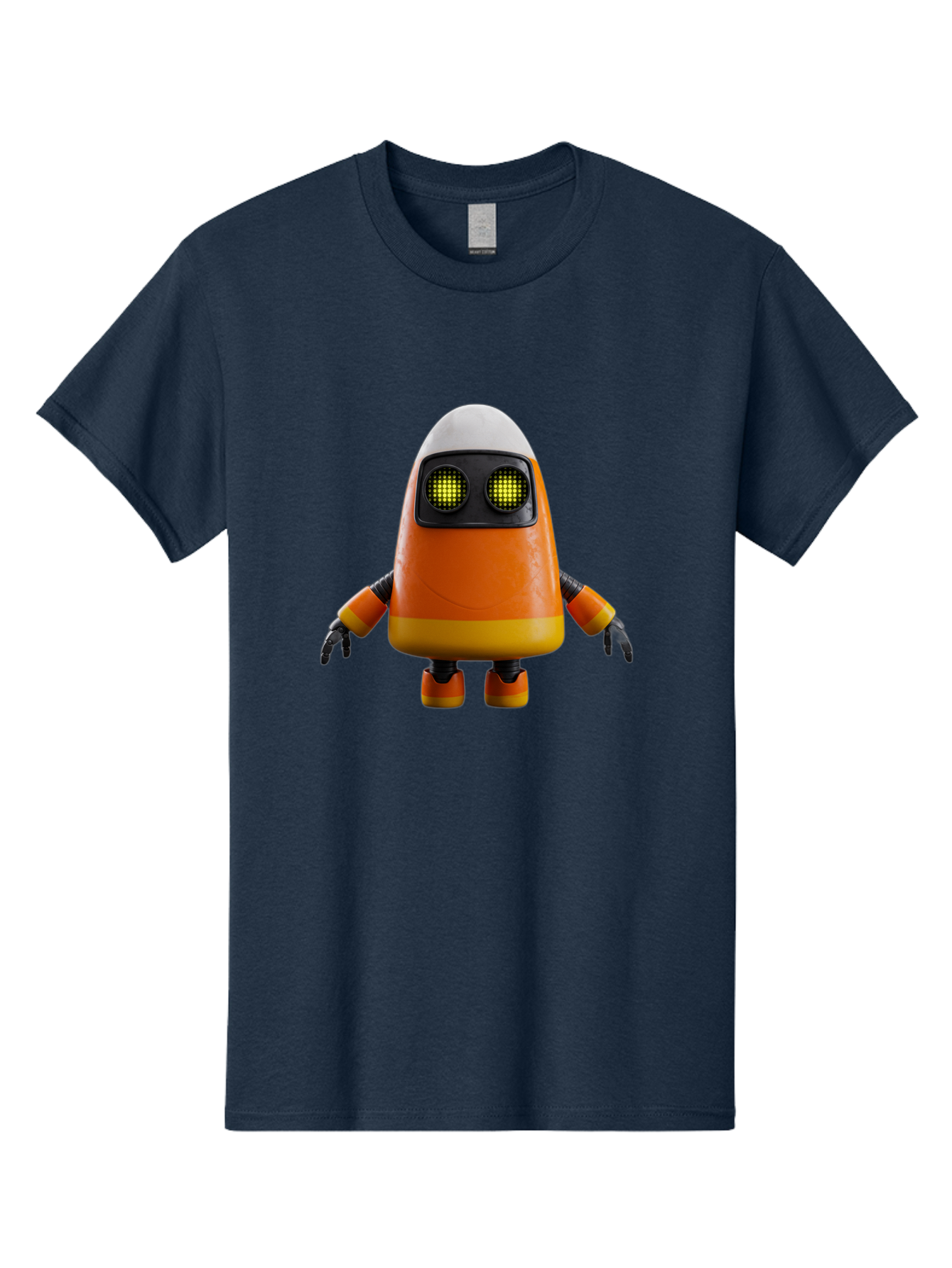 Orange-Robot Men'S Graphic Tee, 100% Cotton, Comfortable Casual Summer Wear, Machine Washable, Orange Robot, Futuristic Design, Robotic Character, Artificial Intelligence, Mechanical Limbs, Glowing Eyes, Digital Artwork, Sci-Fi Theme, Bad388