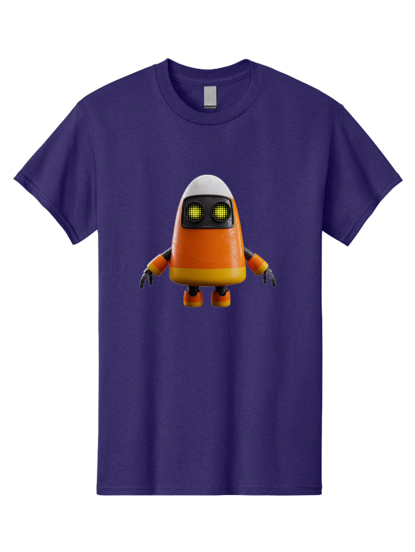 Orange-Robot Men'S Graphic Tee, 100% Cotton, Comfortable Casual Summer Wear, Machine Washable, Orange Robot, Futuristic Design, Robotic Character, Artificial Intelligence, Mechanical Limbs, Glowing Eyes, Digital Artwork, Sci-Fi Theme, Bad388