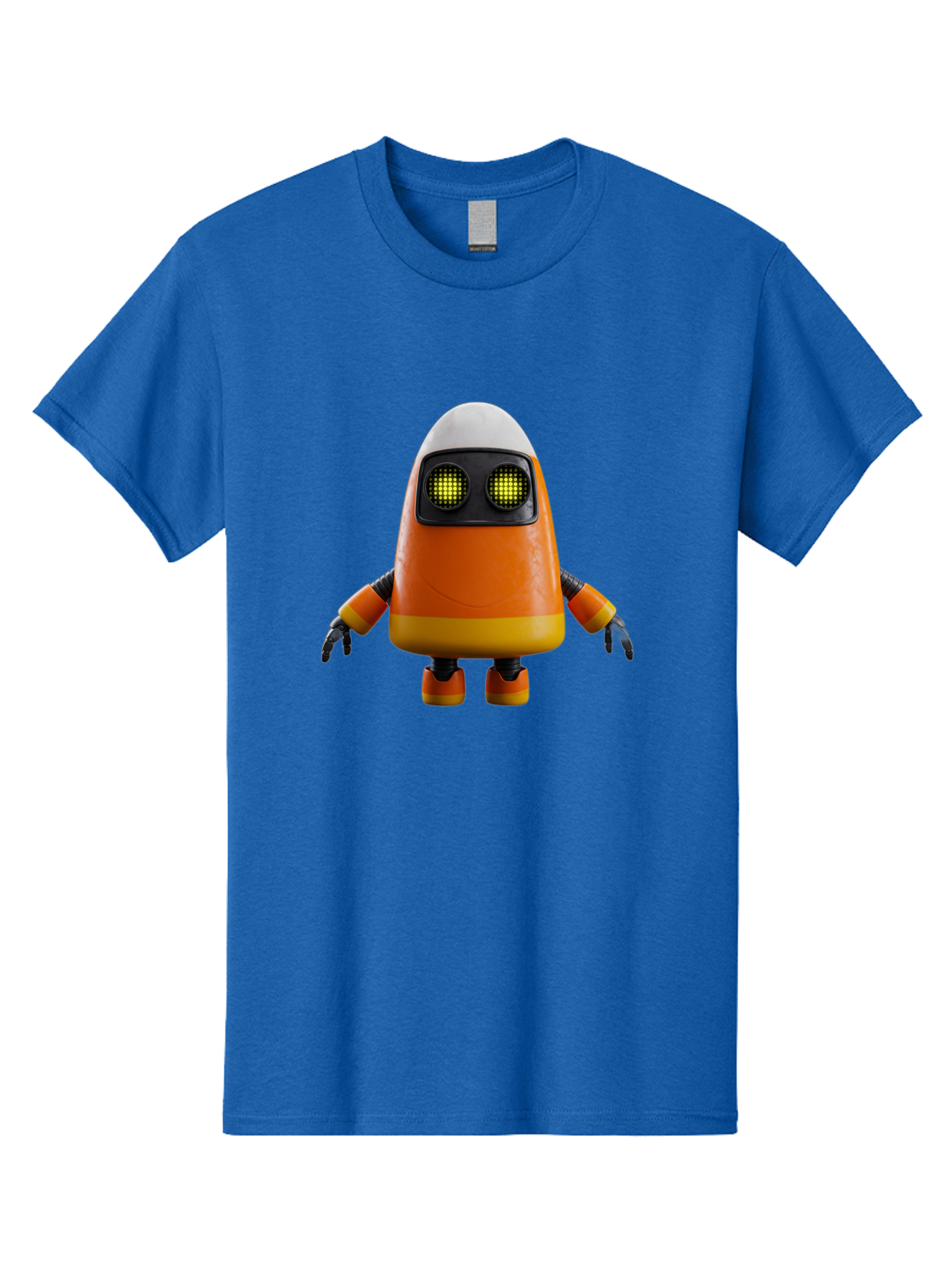 Orange-Robot Men'S Graphic Tee, 100% Cotton, Comfortable Casual Summer Wear, Machine Washable, Orange Robot, Futuristic Design, Robotic Character, Artificial Intelligence, Mechanical Limbs, Glowing Eyes, Digital Artwork, Sci-Fi Theme, Bad388