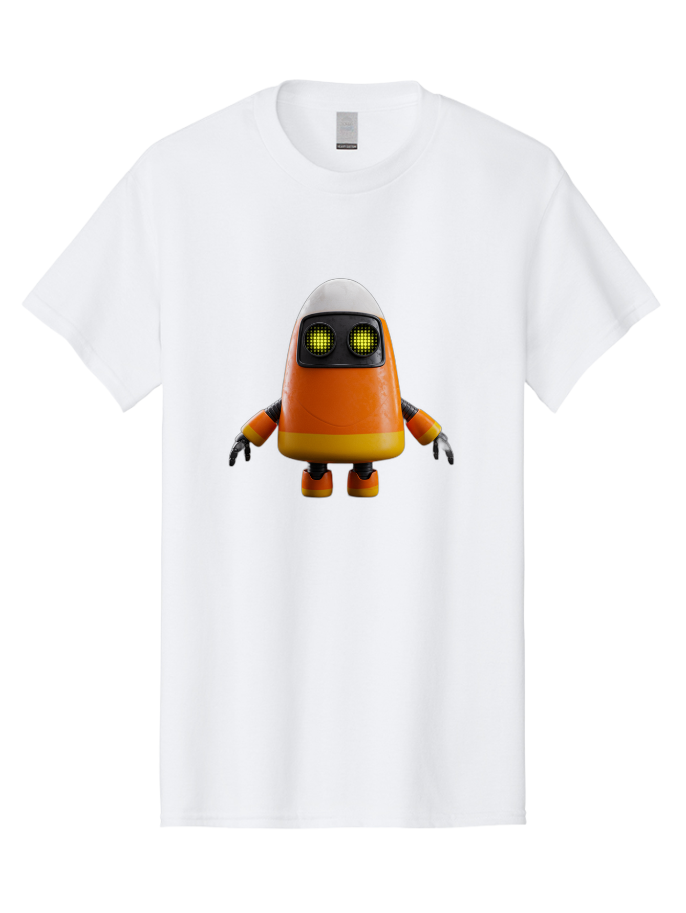 Orange-Robot Men'S Graphic Tee, 100% Cotton, Comfortable Casual Summer Wear, Machine Washable, Orange Robot, Futuristic Design, Robotic Character, Artificial Intelligence, Mechanical Limbs, Glowing Eyes, Digital Artwork, Sci-Fi Theme, Bad388