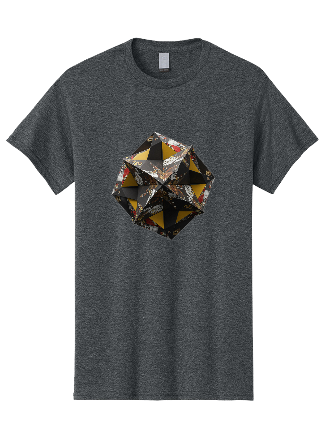 Origami-Star Men'S Graphic Tee, 100% Cotton, Comfortable Casual Summer Wear, Machine Washable, Origami Art, Folded Paper, Geometric Shape, Star Design, Yellow And Black Colors, Intricate Patterns, Creative Decoration, Festive Decor, Bad389