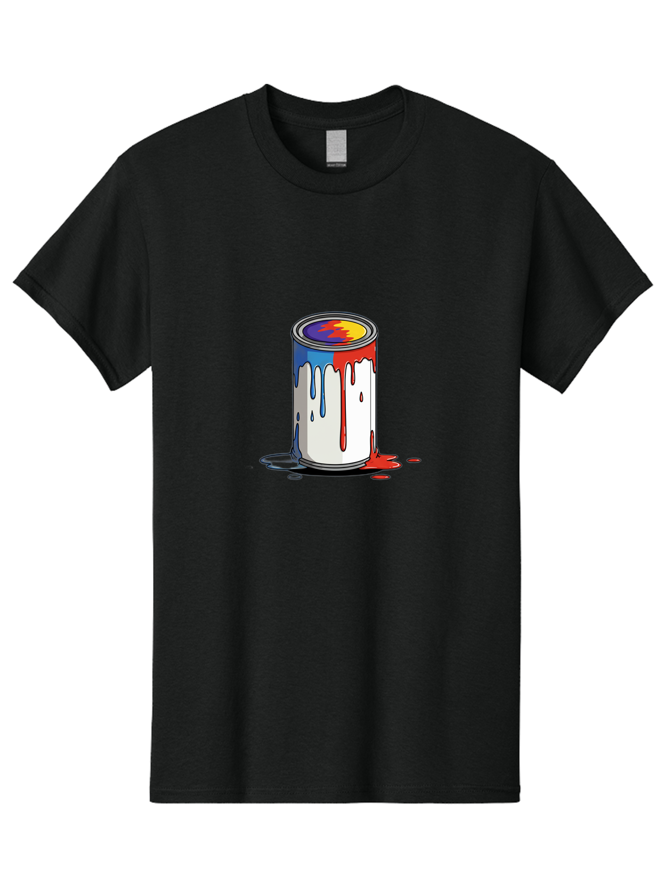 Paint-Can Men'S Graphic Tee, 100% Cotton, Comfortable Casual Summer Wear, Machine Washable, Paint Can, Colorful Paint, Vibrant Colors, Creative Art, Abstract Design, Paint Drips, Artistic Expression Bad392