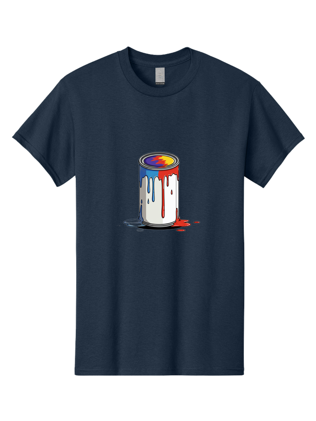 Paint-Can Men'S Graphic Tee, 100% Cotton, Comfortable Casual Summer Wear, Machine Washable, Paint Can, Colorful Paint, Vibrant Colors, Creative Art, Abstract Design, Paint Drips, Artistic Expression Bad392