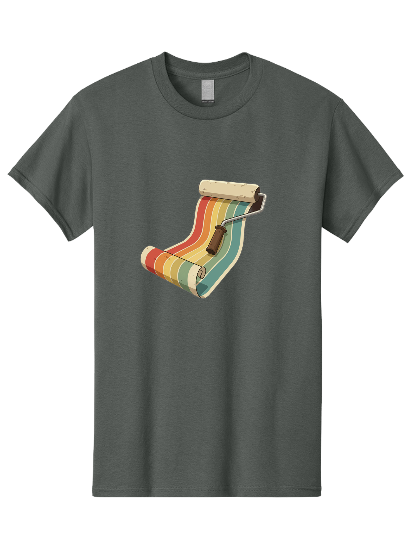 Paint-Roller Men'S Graphic Tee, 100% Cotton, Comfortable Casual Summer Wear, Machine Washable, Paint Roller, Wallpaper, Home Decor, Interior Design, Diy Project, Colorful Stripes, Renovation, Decoration Ideas, Home Improvement Bad395