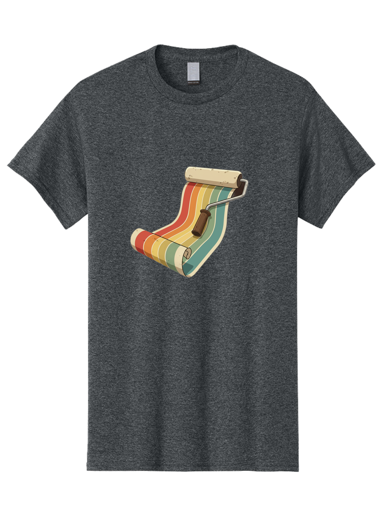 Paint-Roller Men'S Graphic Tee, 100% Cotton, Comfortable Casual Summer Wear, Machine Washable, Paint Roller, Wallpaper, Home Decor, Interior Design, Diy Project, Colorful Stripes, Renovation, Decoration Ideas, Home Improvement Bad395