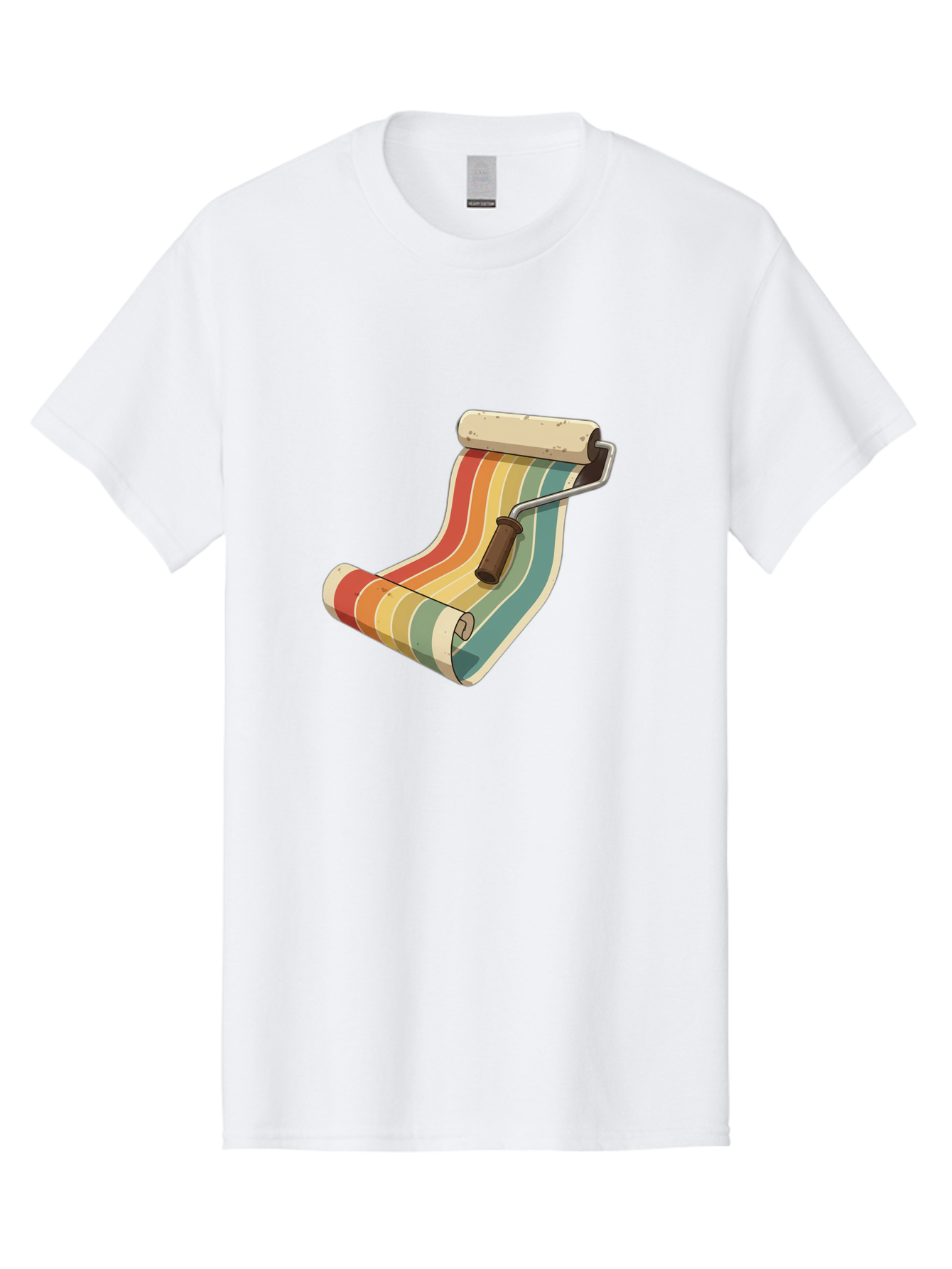 Paint-Roller Men'S Graphic Tee, 100% Cotton, Comfortable Casual Summer Wear, Machine Washable, Paint Roller, Wallpaper, Home Decor, Interior Design, Diy Project, Colorful Stripes, Renovation, Decoration Ideas, Home Improvement Bad395